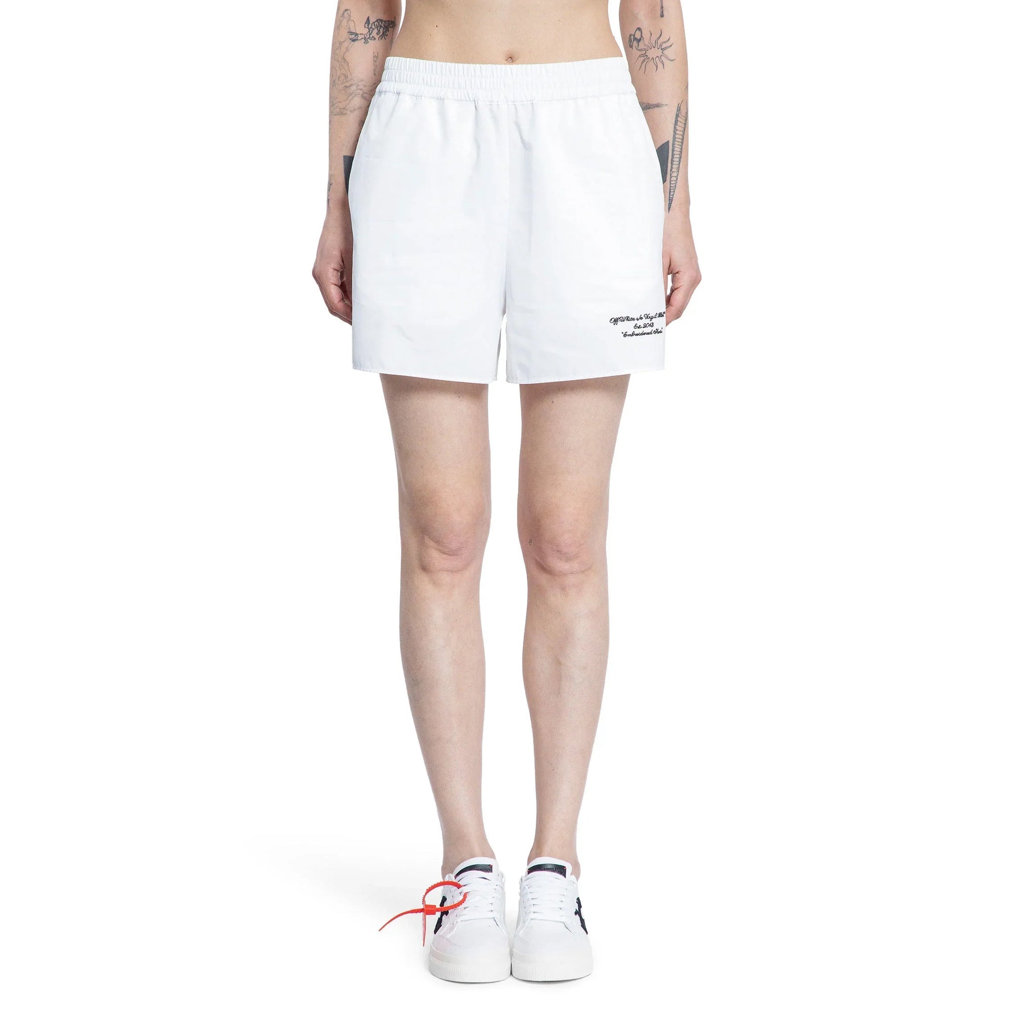 Shorts in popeline ricamato - OFF-WHITE