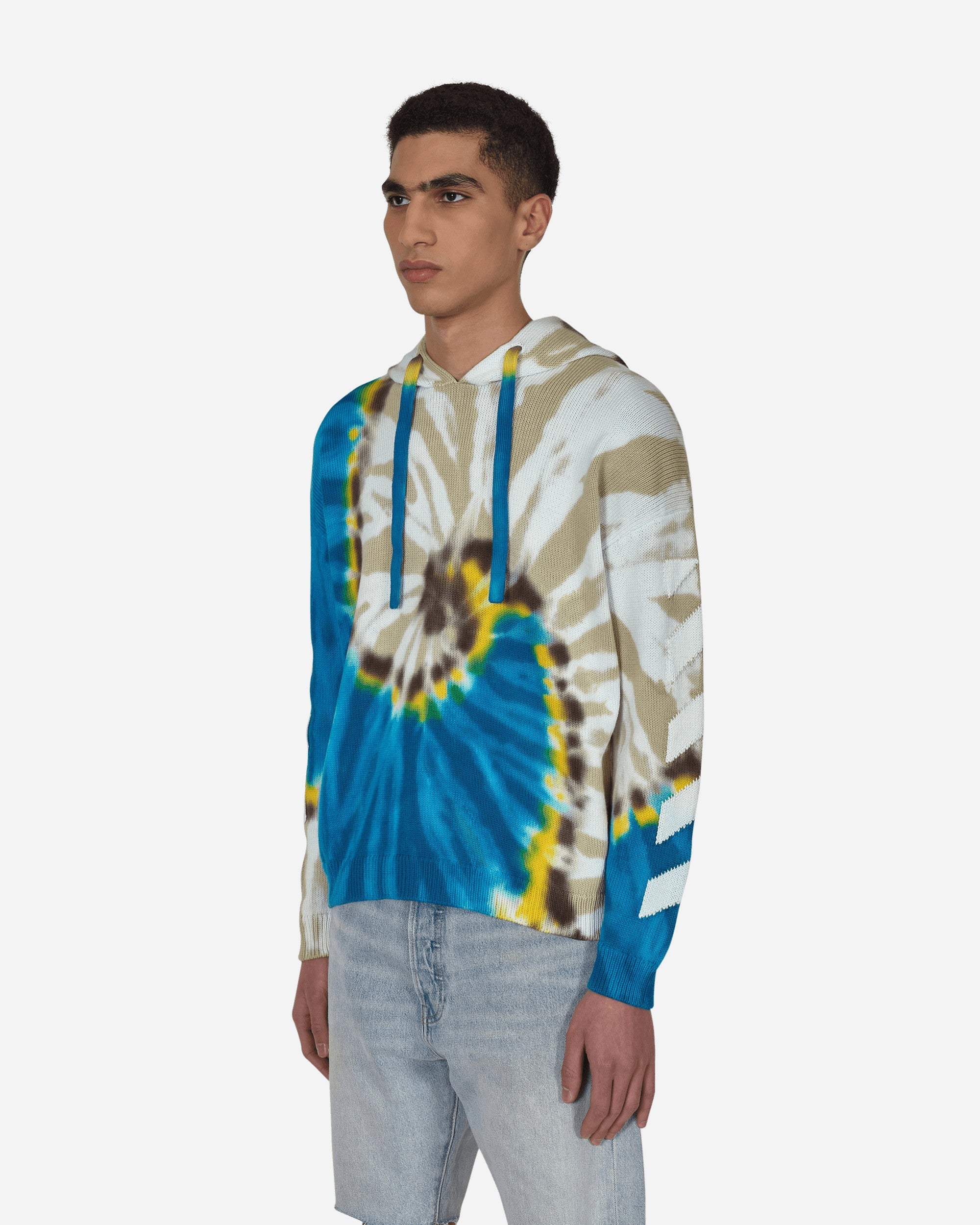 Diag Tie Dye Knit Hoodie Blue Off-white – Гарантія оригінальності – вид ззаду