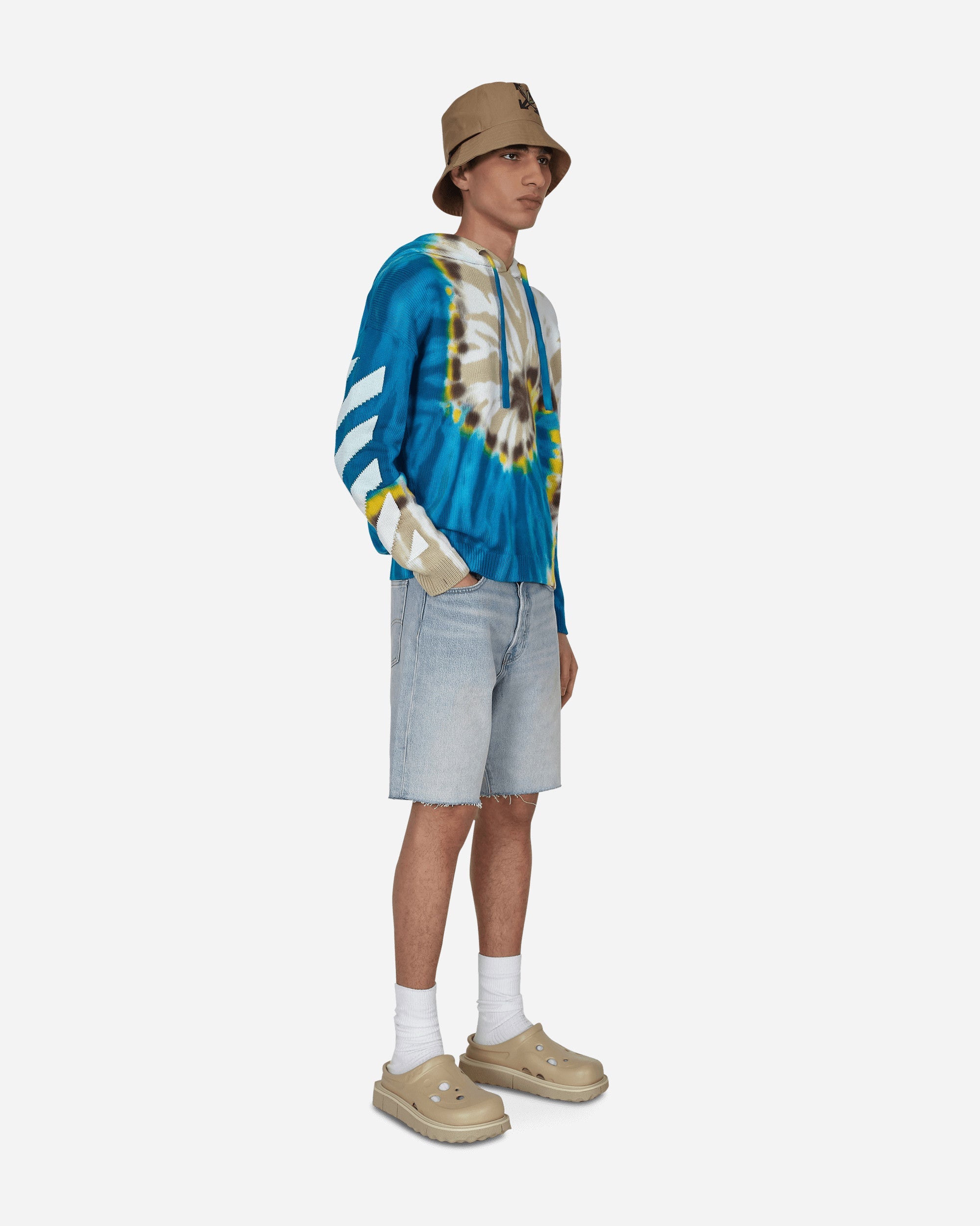 Diag Tie Dye Knit Hoodie Blue Off-white – Гарантія оригінальності – збільшений вид
