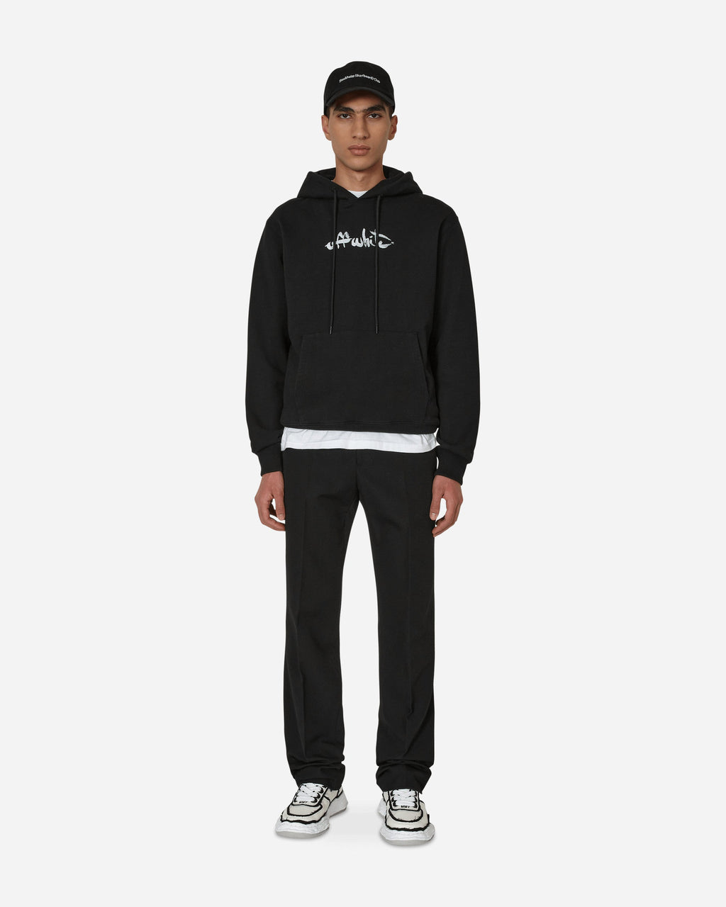 Оригінальна Buckle Dry Wool Slim Pants Black Off-white – збільшений вид
