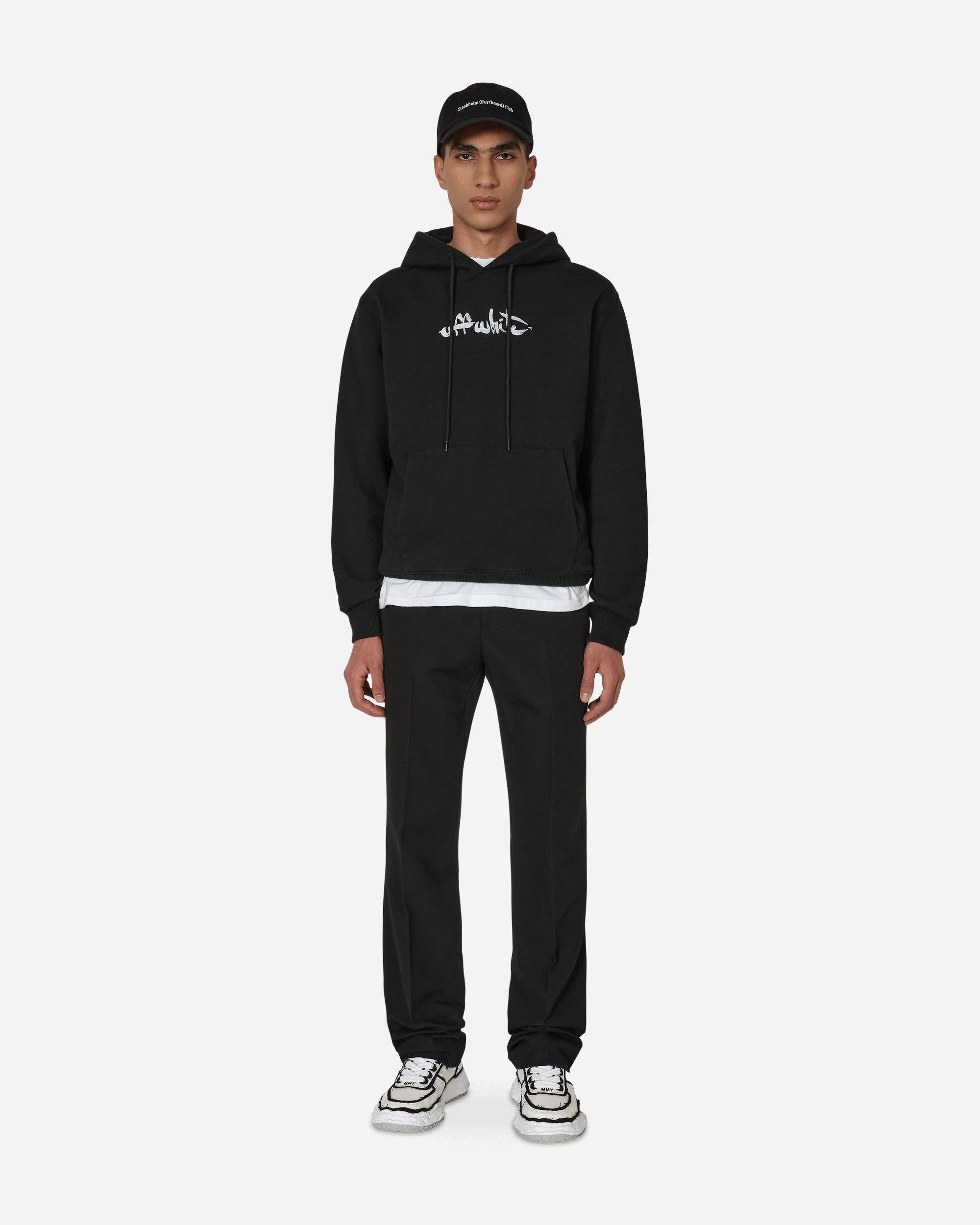 Оригінальна Buckle Dry Wool Slim Pants Black Off-white – збільшений вид