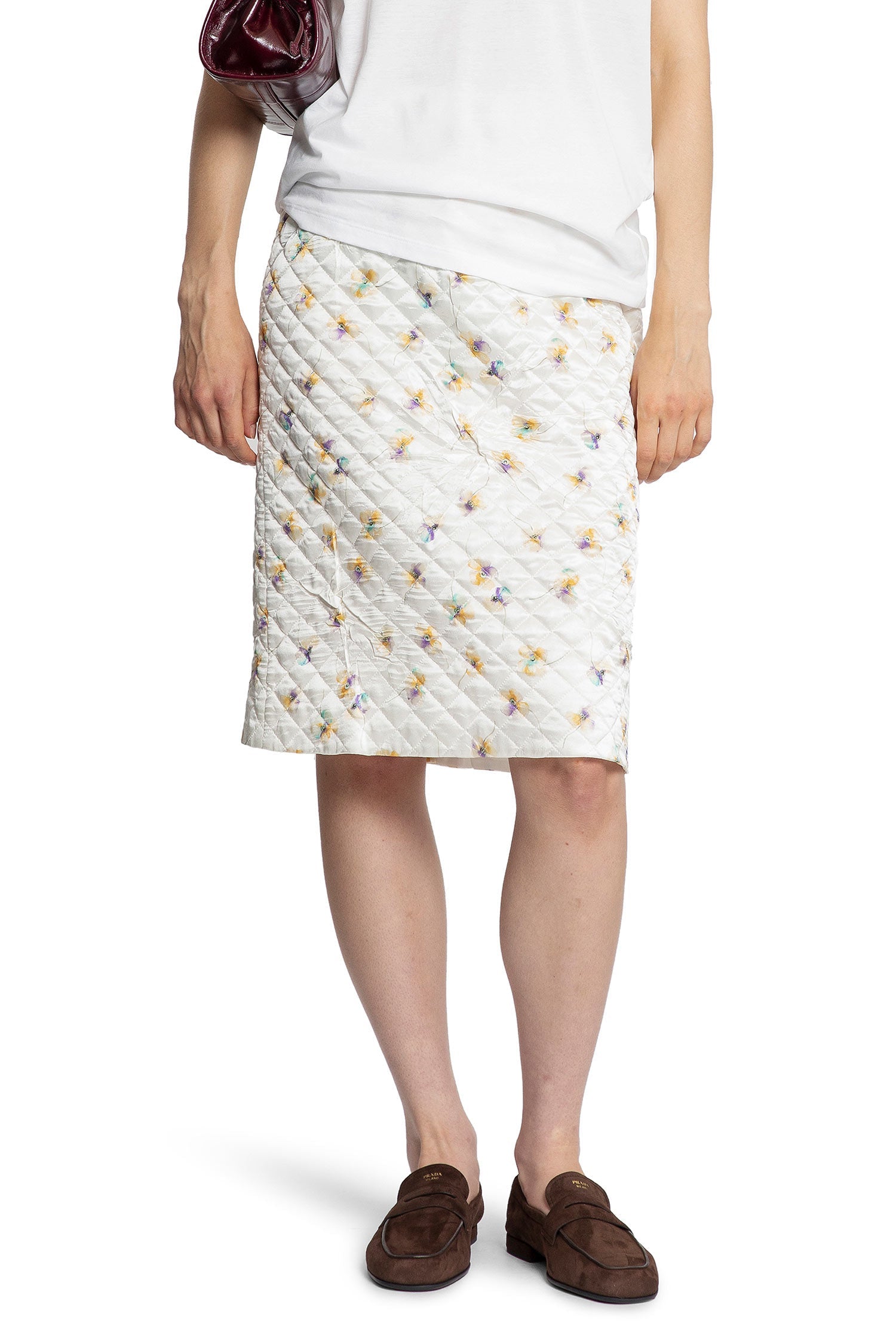 Quilted Floral Print MIDI Skirt Prada – Гарантія оригінальності – боковий вид