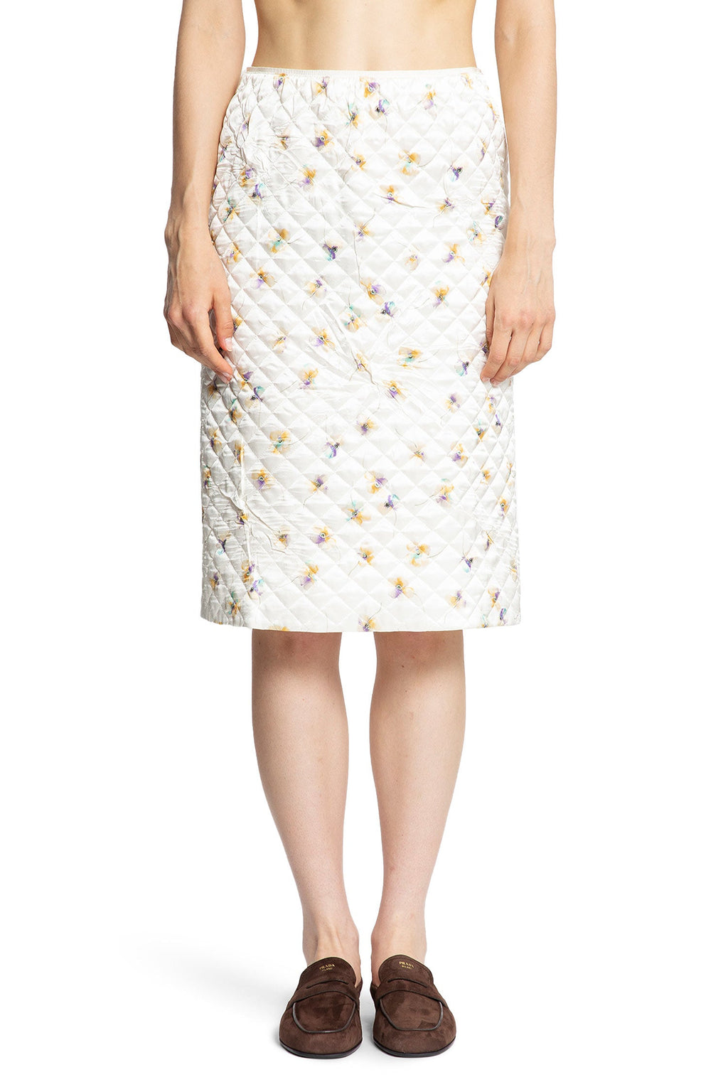 Quilted Floral Print MIDI Skirt Prada – Гарантія оригінальності – вид ззаду