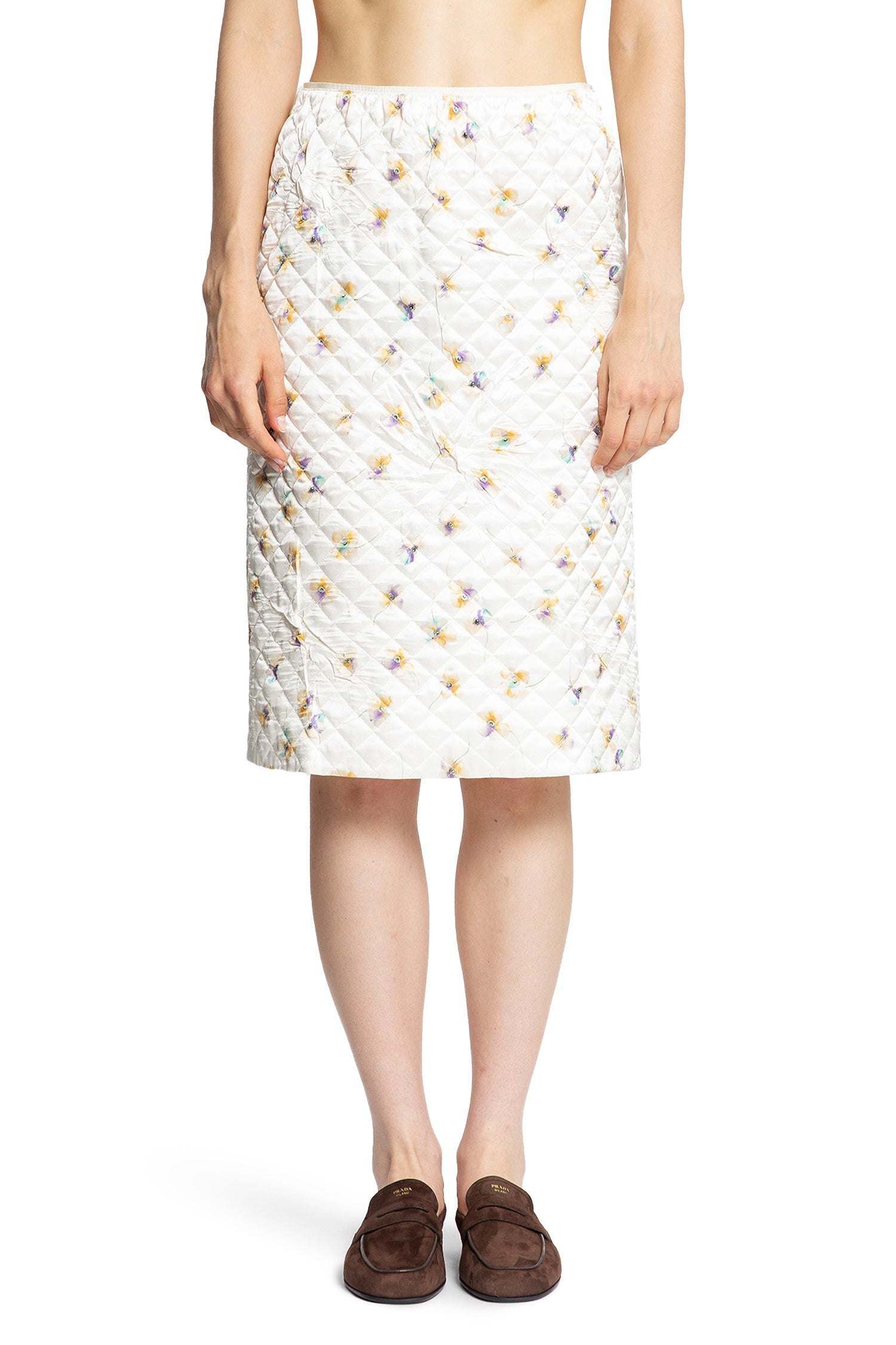 Quilted Floral Print MIDI Skirt Prada – Гарантія оригінальності – вид ззаду