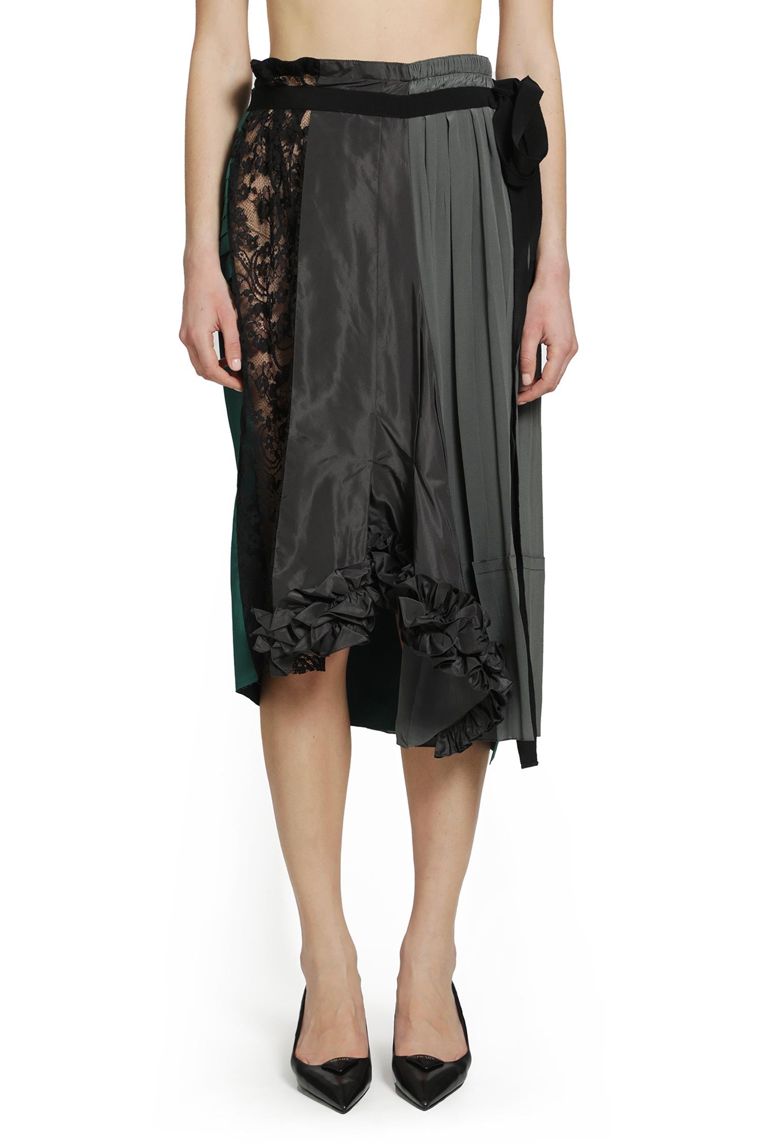 Оригінальна Technical Taffeta Patchwork Skirt Prada – вид ззаду