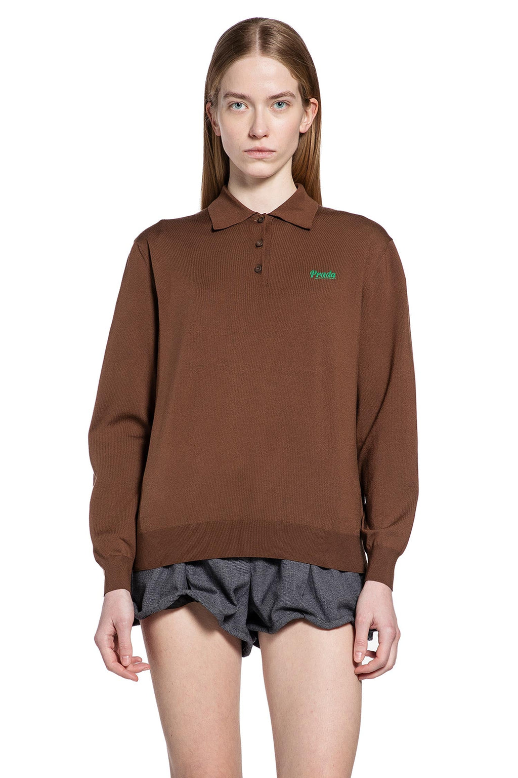 Silk Long Sleeve Polo Prada оригінал – Купити в Україні – вид ззаду