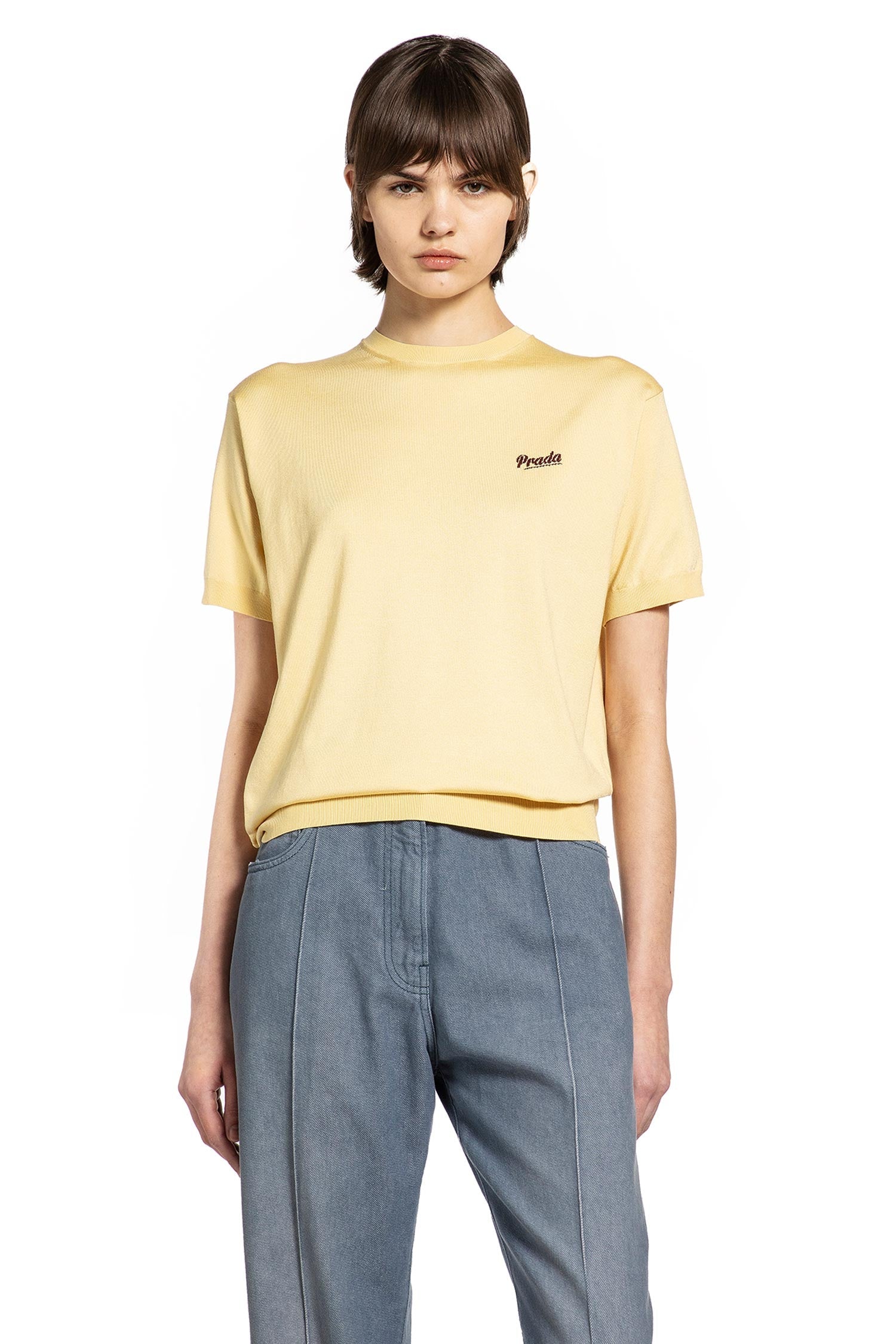 Оригінальна Ribbed Crewneck Knit Prada – боковий вид