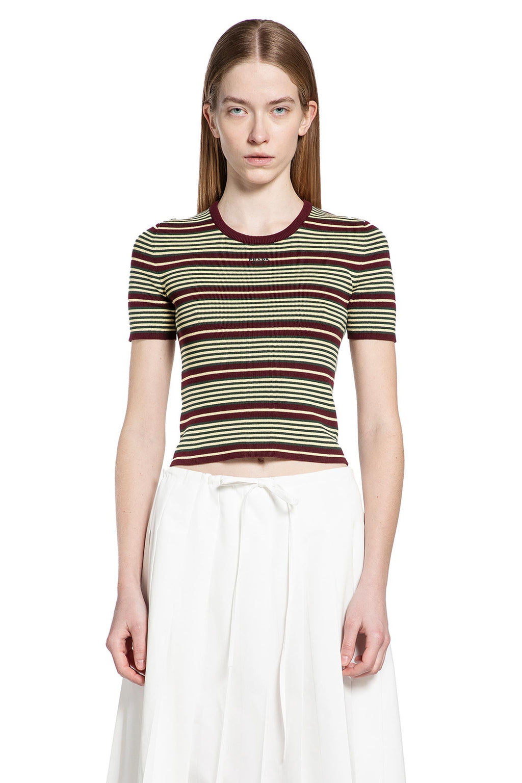 Оригінальна Striped Cotton T-Shirt Prada – вид ззаду