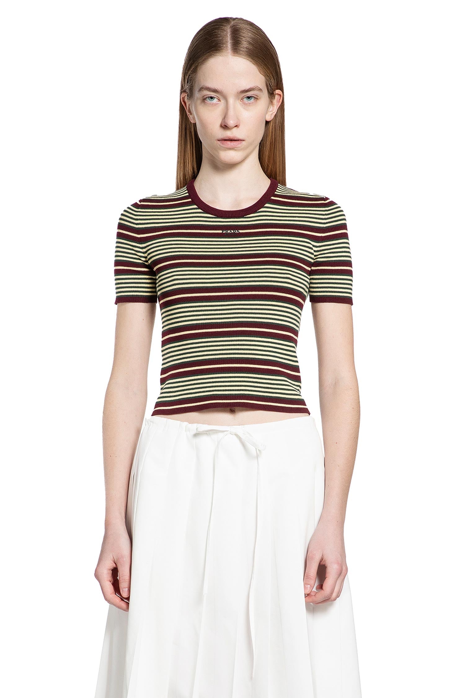 Оригінальна Striped Cotton T-Shirt Prada – вид ззаду