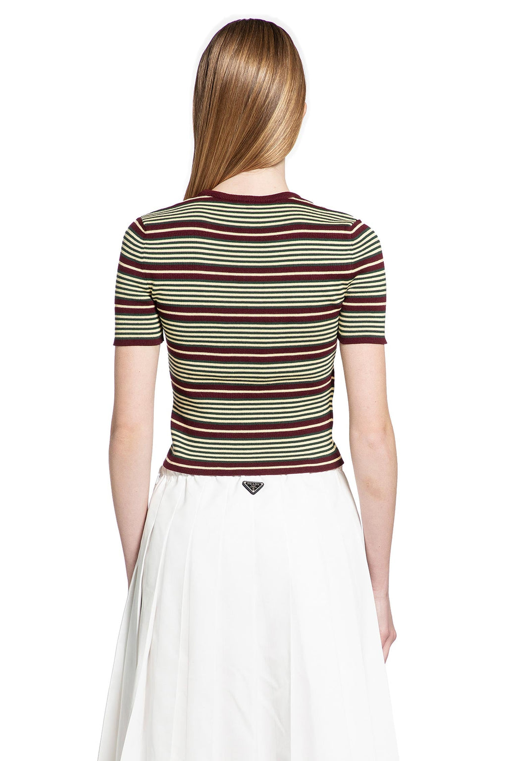 Оригінальна Striped Cotton T-Shirt Prada – збільшений вид