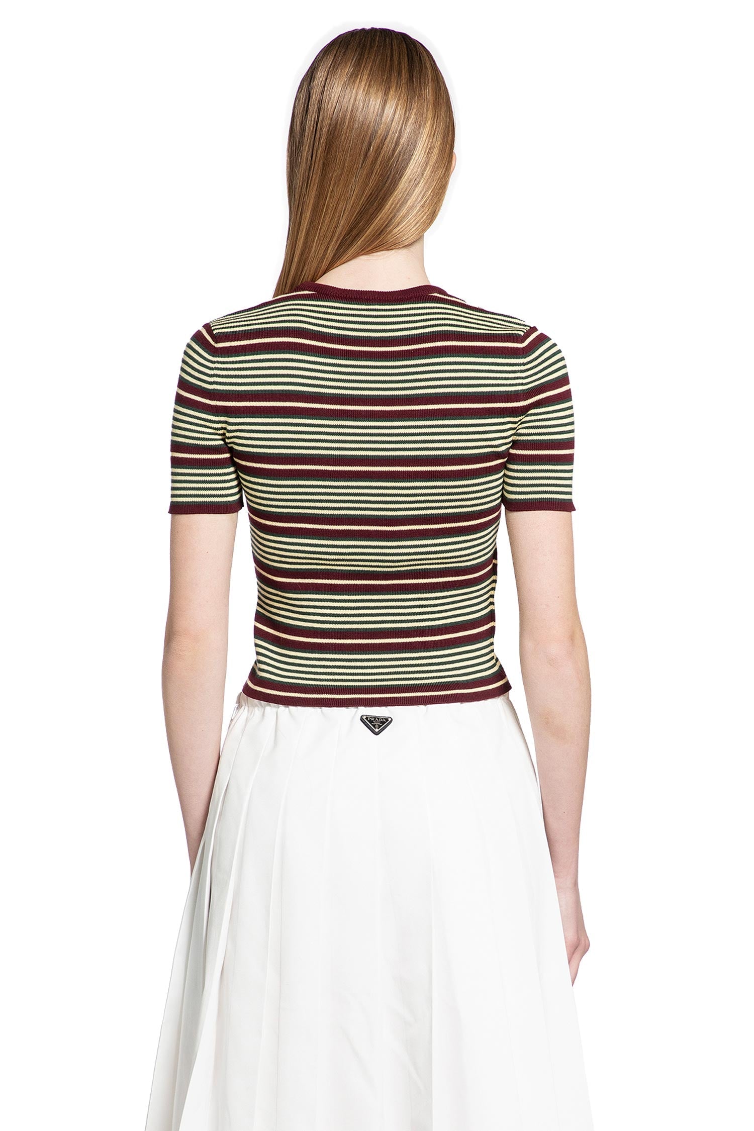 Оригінальна Striped Cotton T-Shirt Prada – збільшений вид