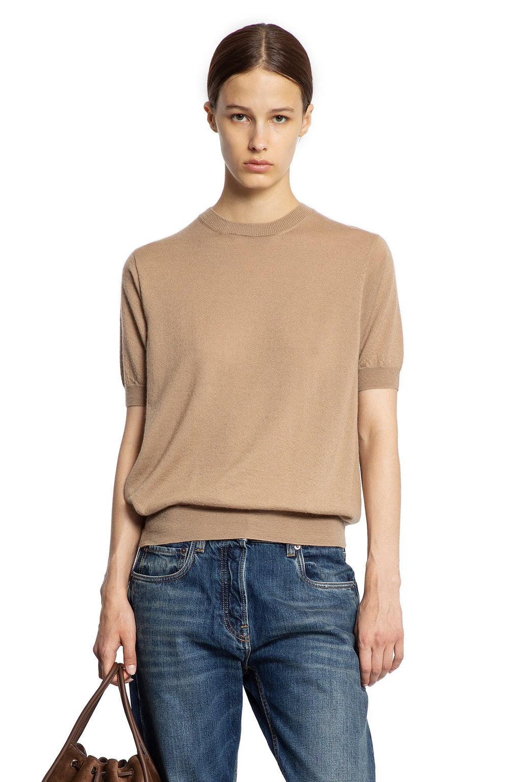 Superfine Cashmere Short Sleeve Sweater Prada – Гарантія оригінальності – боковий вид