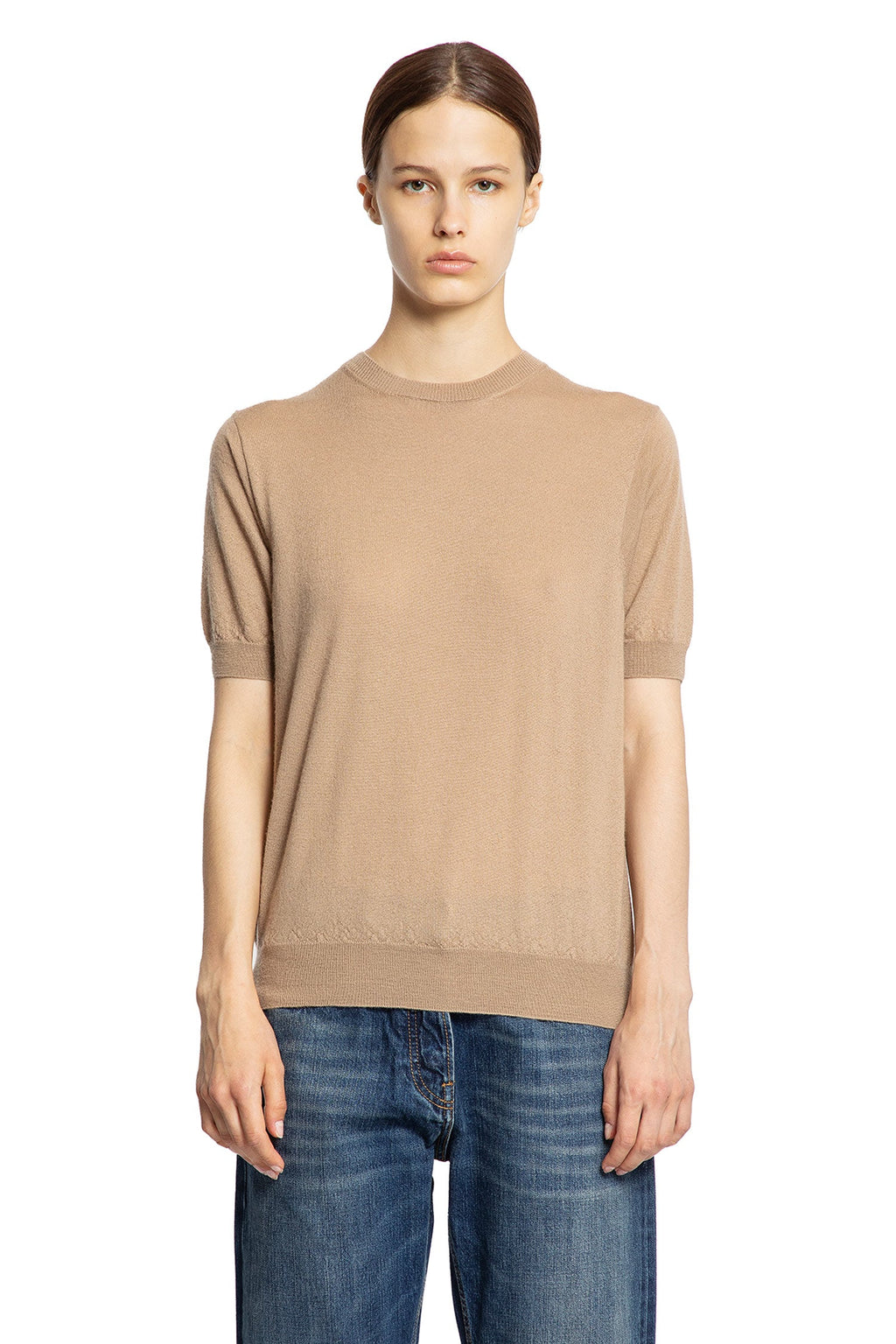 Superfine Cashmere Short Sleeve Sweater Prada – Гарантія оригінальності – вид ззаду