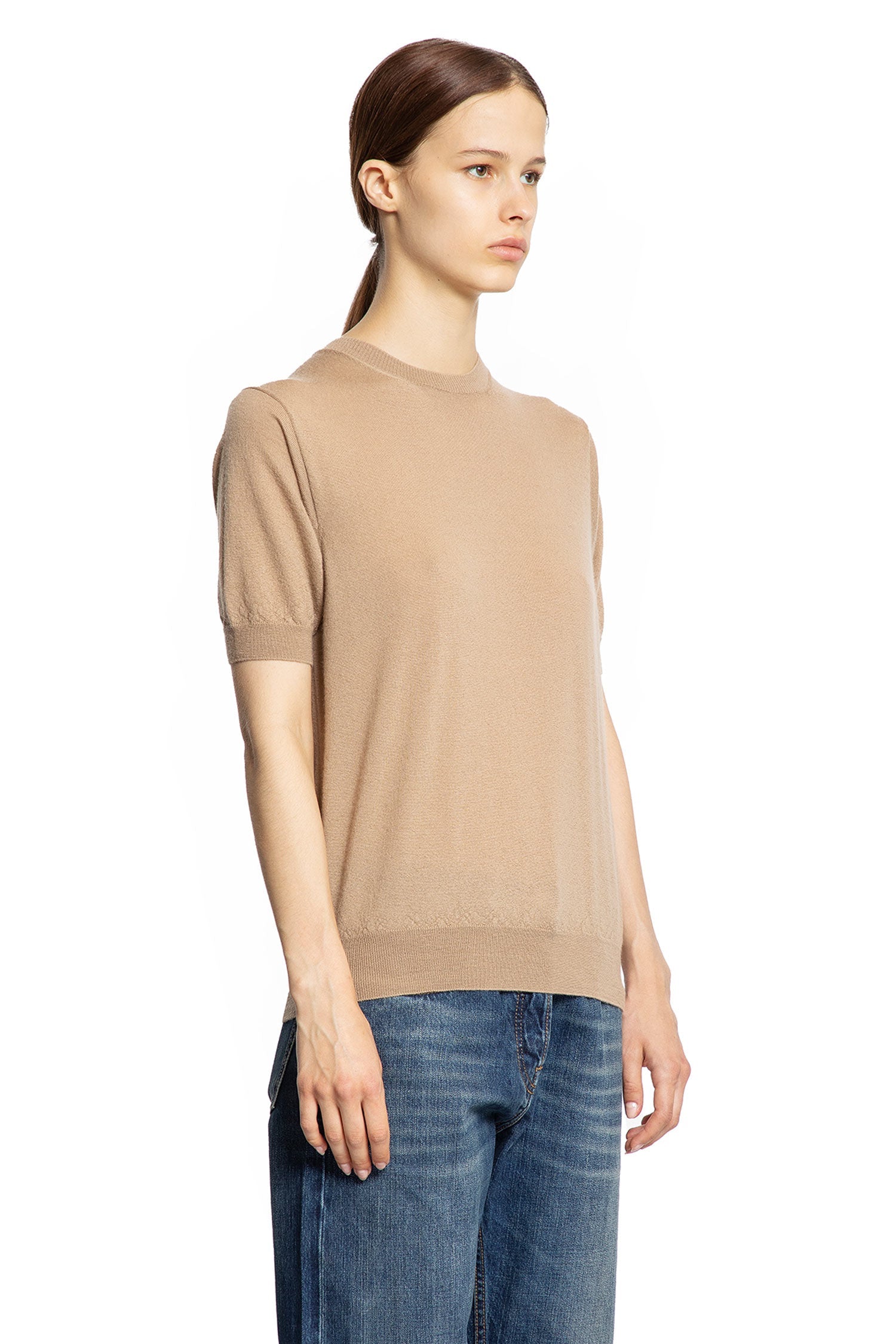 Superfine Cashmere Short Sleeve Sweater Prada – Гарантія оригінальності – детальний вид
