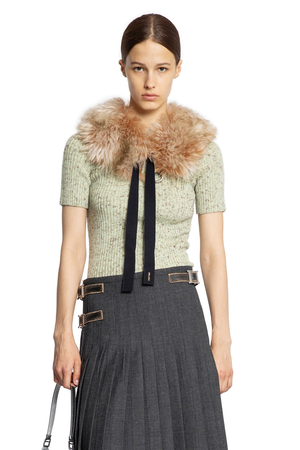 Wool Linen Short Sleeve Sweater Prada – Гарантія оригінальності – боковий вид