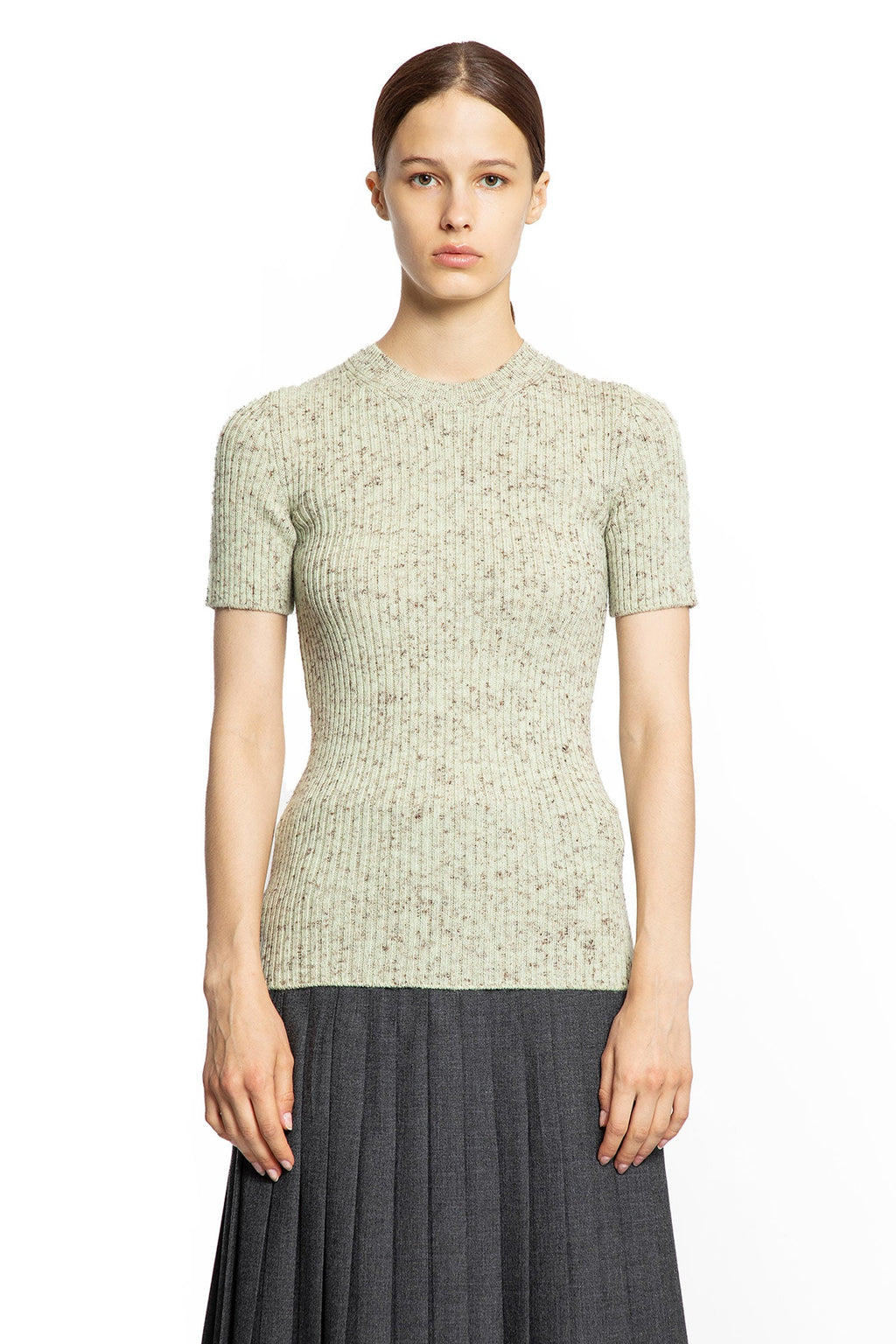 Wool Linen Short Sleeve Sweater Prada – Гарантія оригінальності – вид ззаду