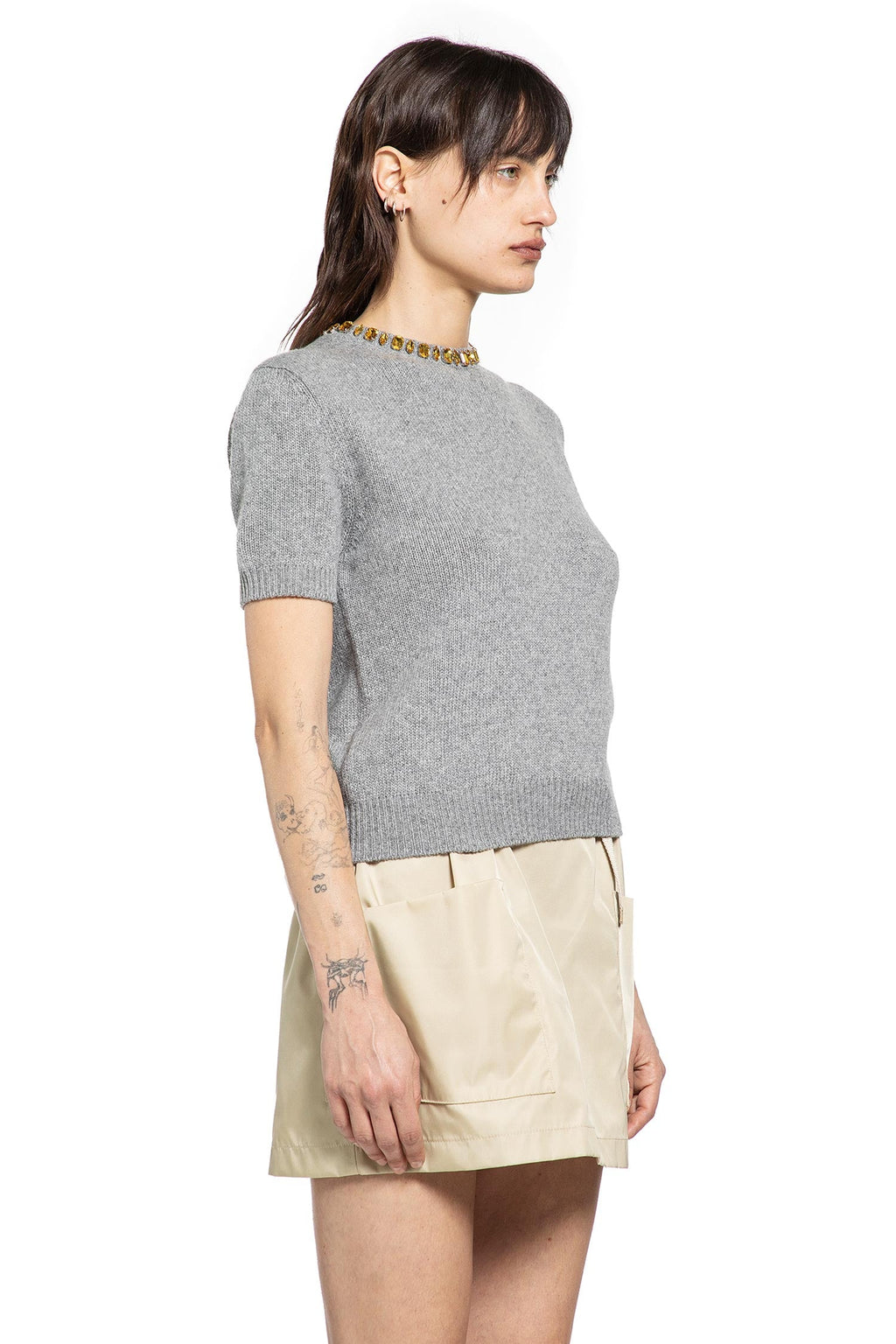 Wool Cashmere Short Sleeve Sweater Prada оригінал – Купити в Україні – вид ззаду