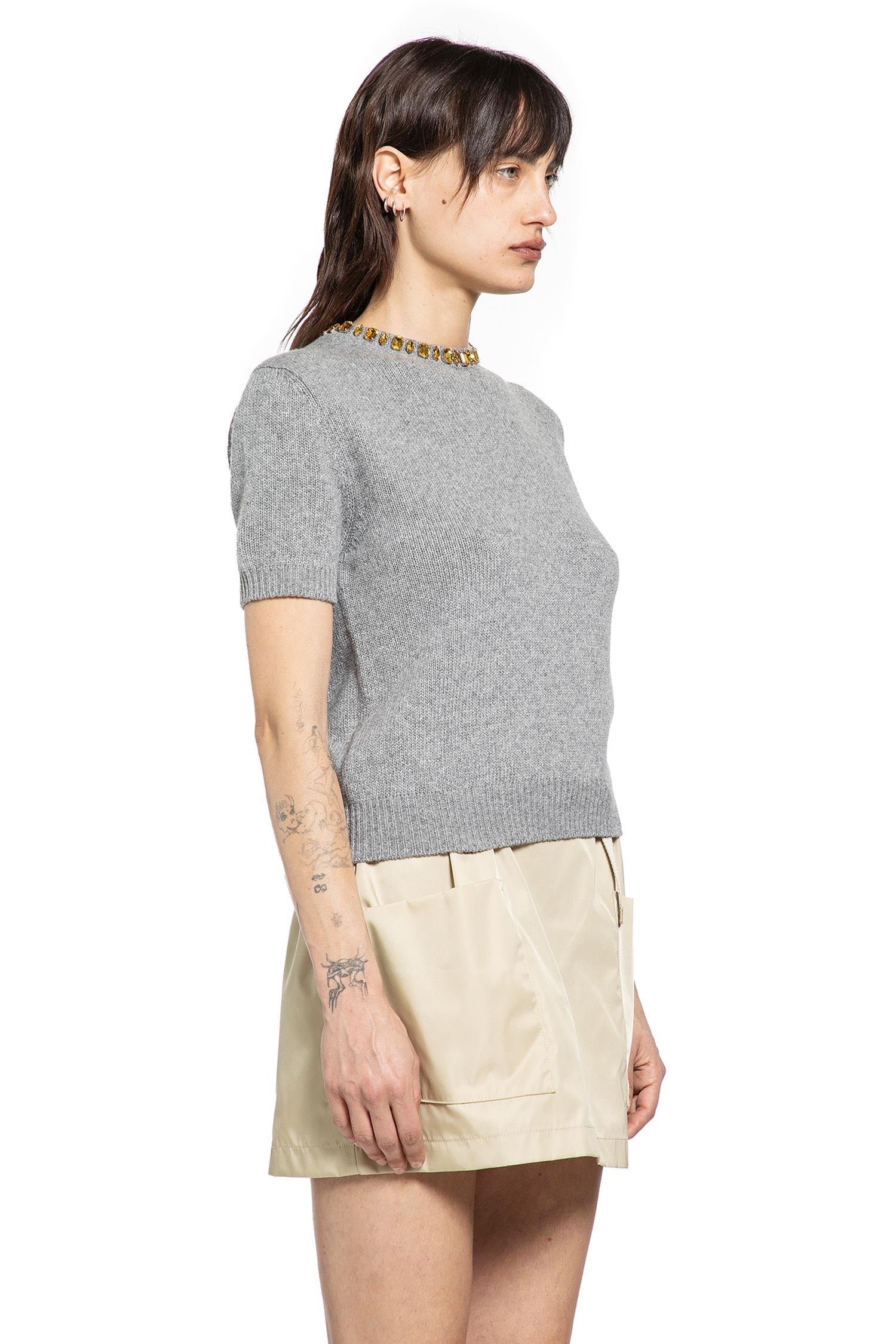 Wool Cashmere Short Sleeve Sweater Prada оригінал – Купити в Україні – вид ззаду