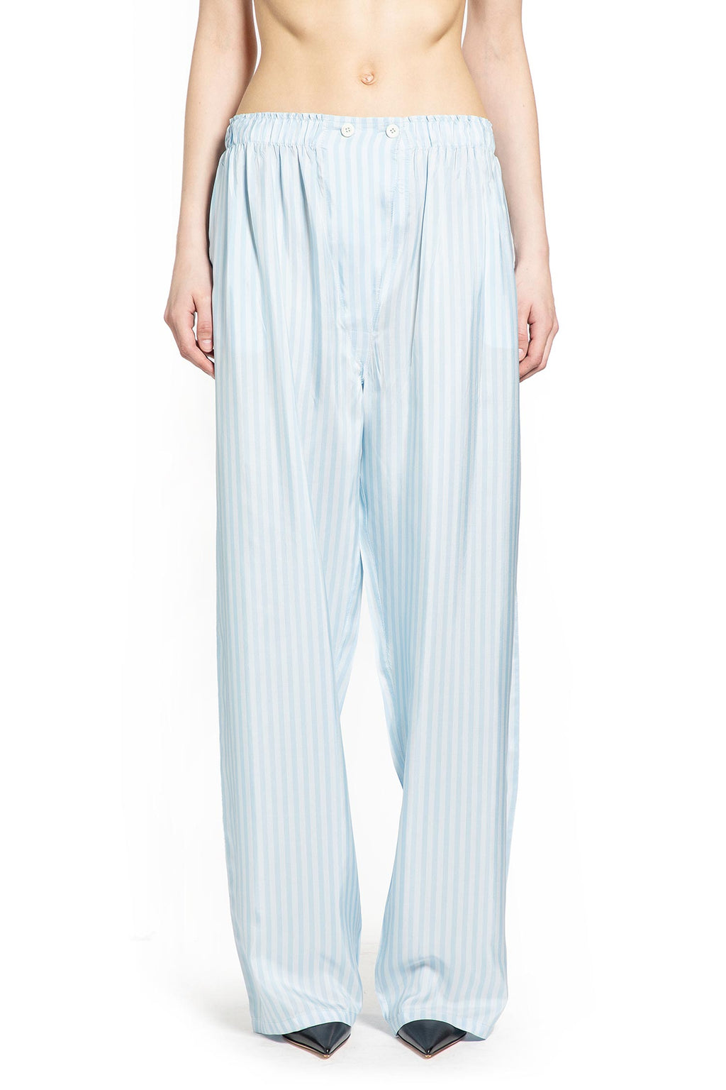 Оригінальна Striped Silk Pongé Pants Prada – вид ззаду