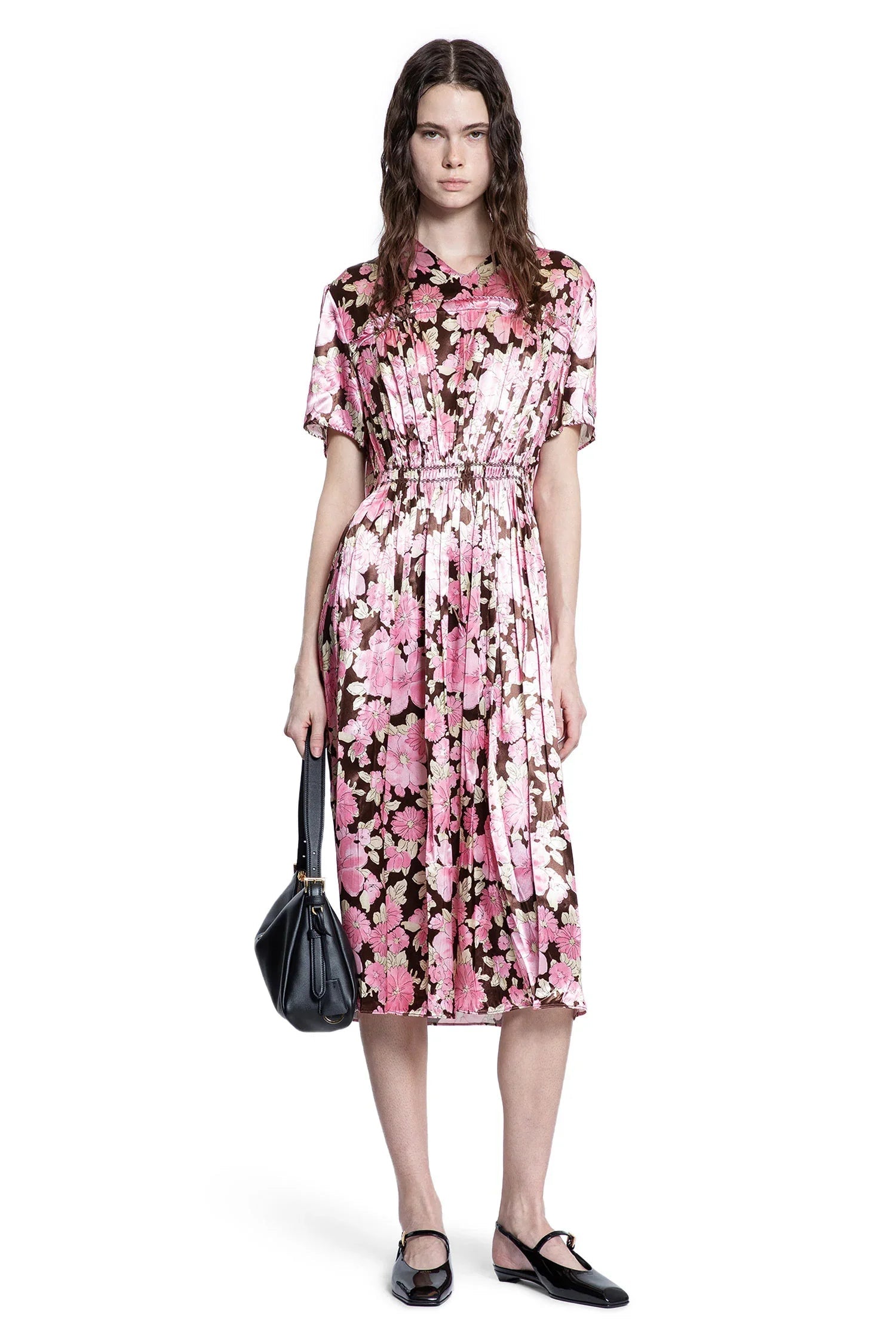 Embroidered Satin MIDI Dress Prada – Гарантія оригінальності – боковий вид