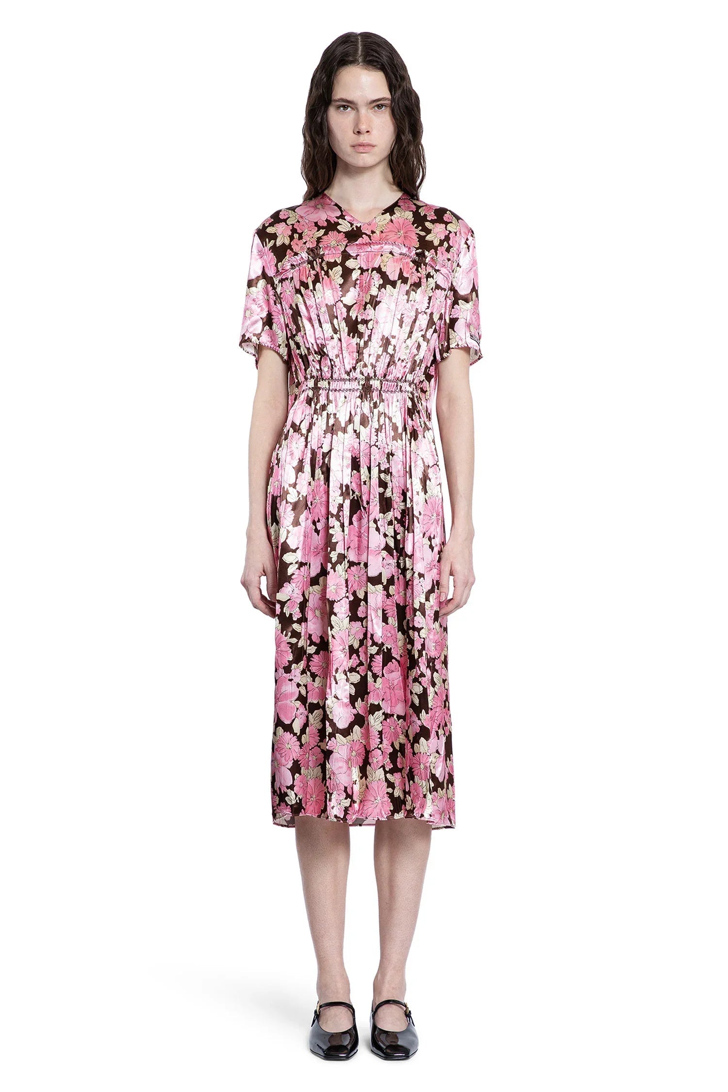 Embroidered Satin MIDI Dress Prada – Гарантія оригінальності – вид ззаду