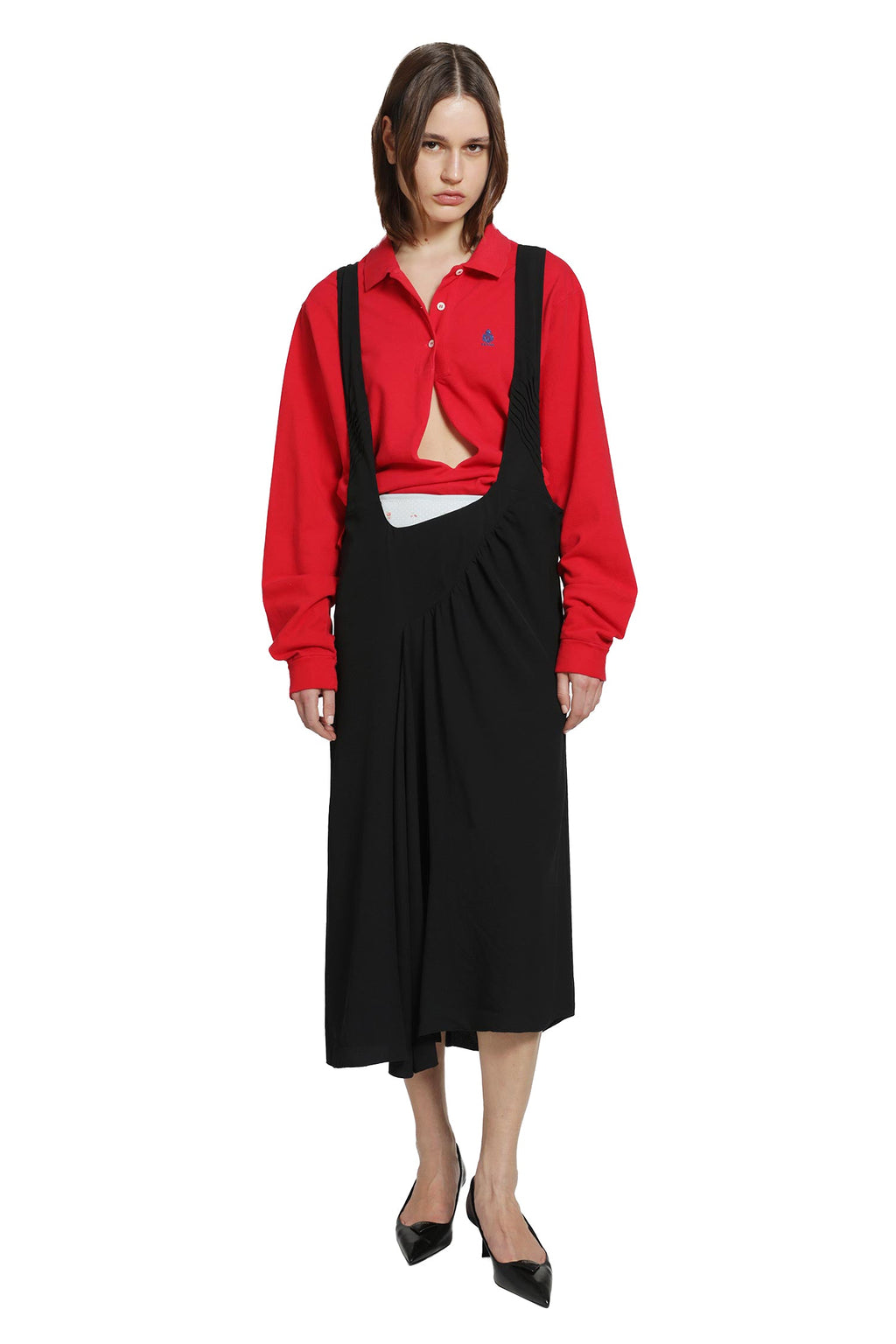 Satin Sablé Dress With Suspenders Prada оригінал – Купити в Україні – боковий вид