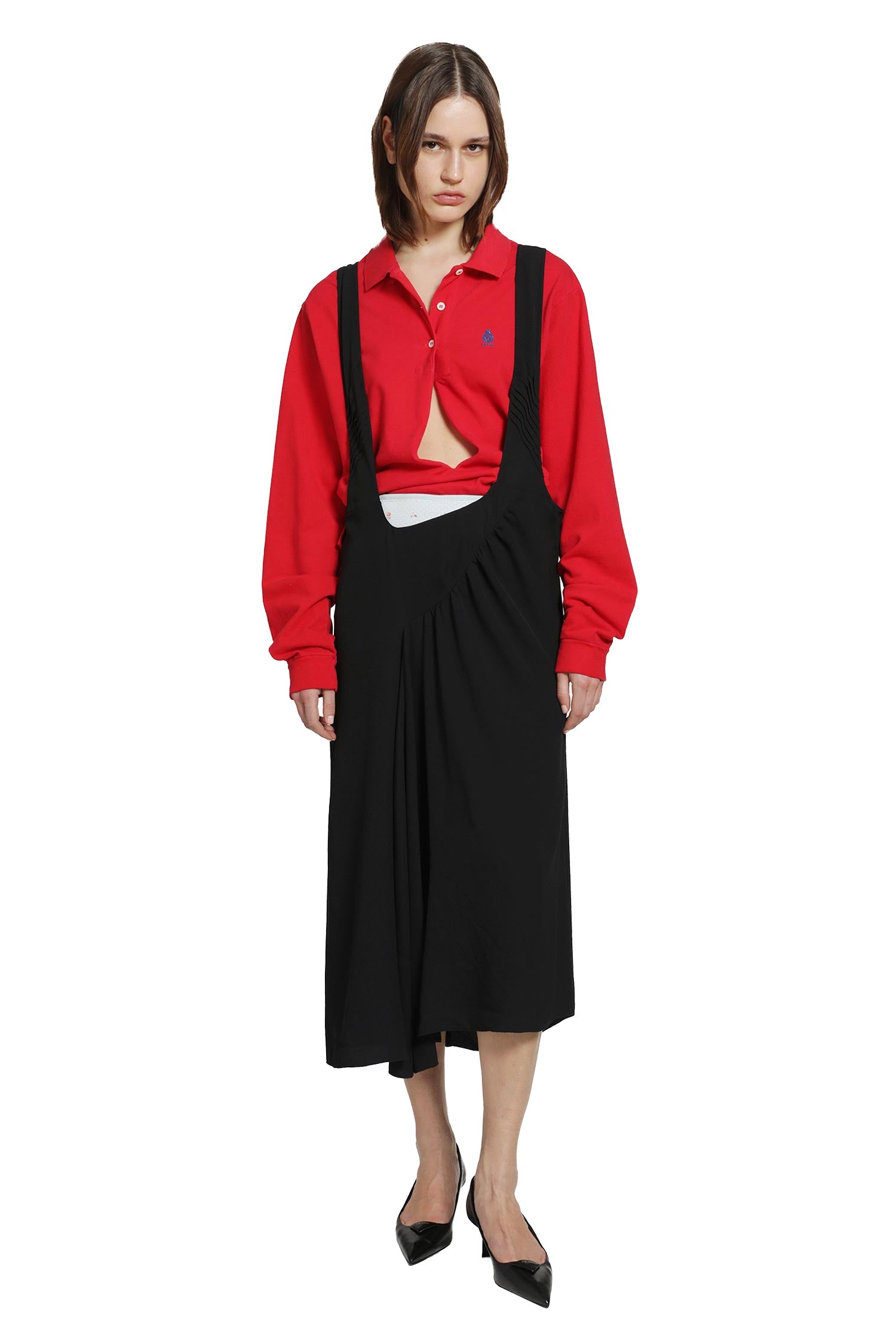 Satin Sablé Dress With Suspenders Prada оригінал – Купити в Україні – боковий вид