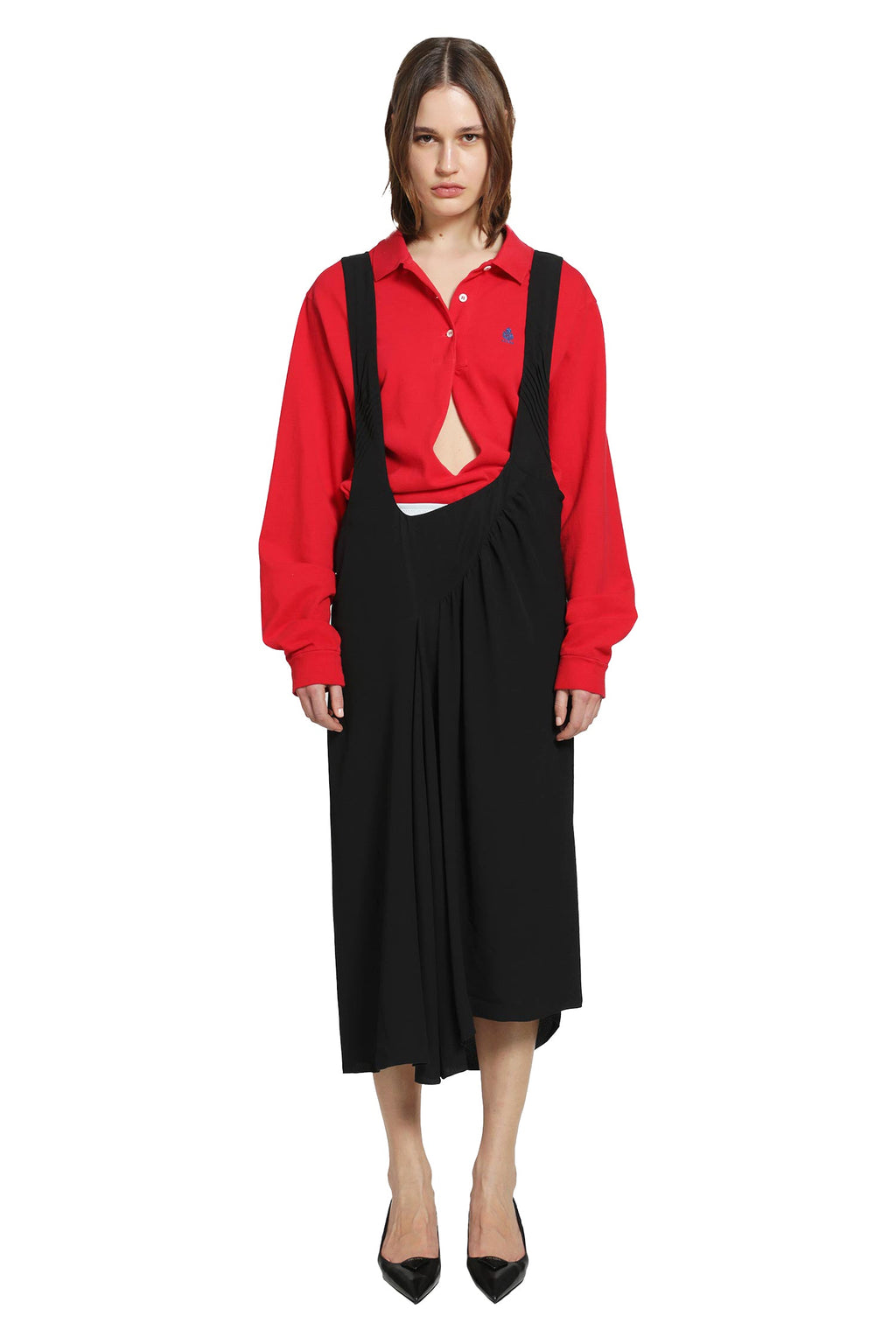 Satin Sablé Dress With Suspenders Prada оригінал – Купити в Україні – вид ззаду