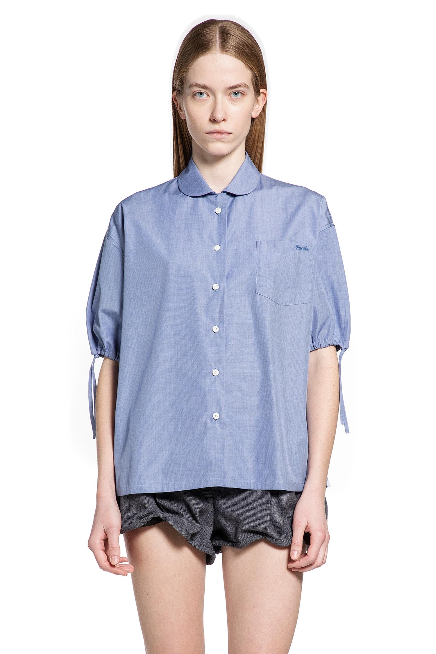 Fil À Fil Short Sleeve Cotton Shirt Prada – Гарантія оригінальності – вид ззаду