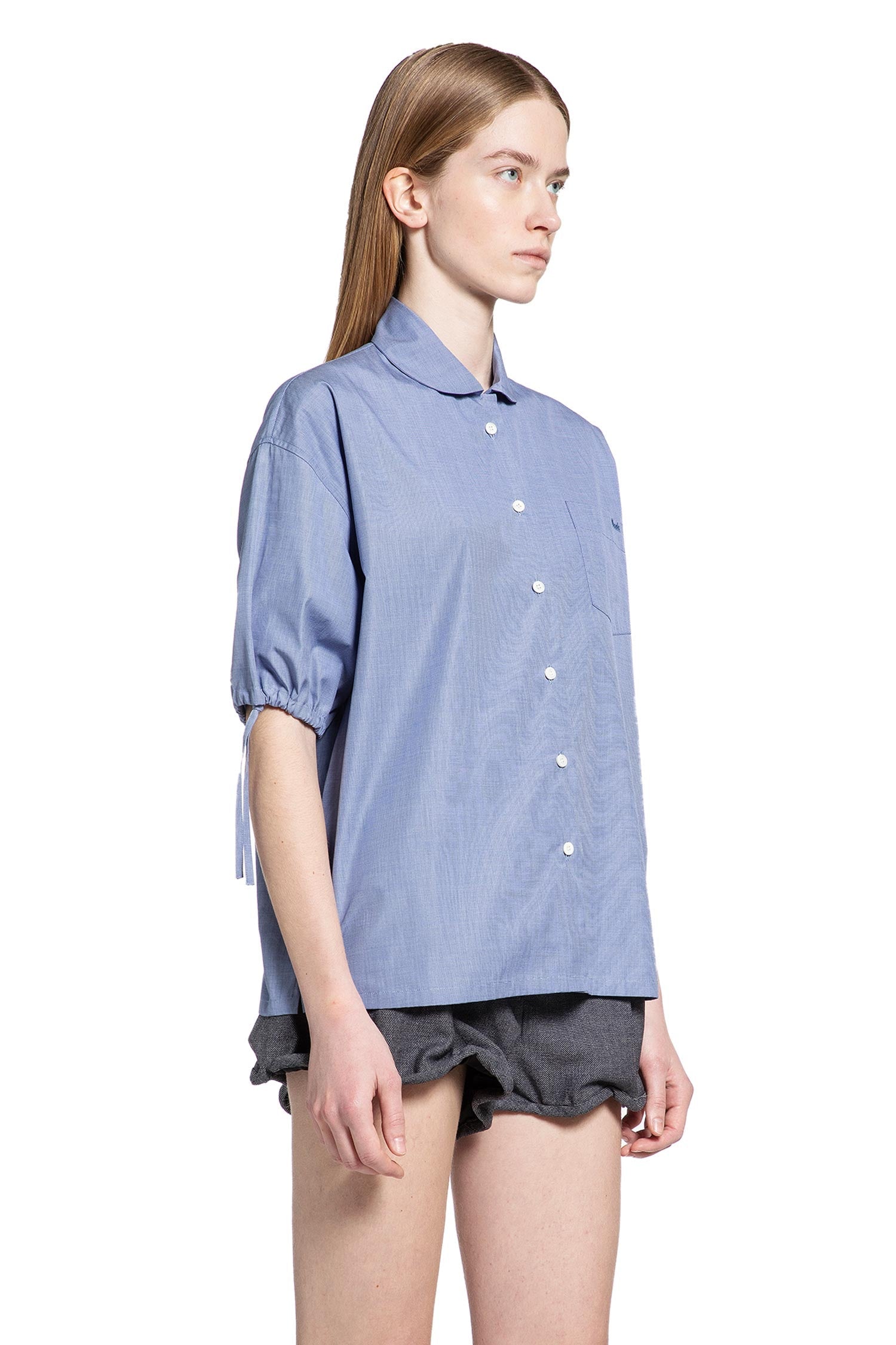 Fil À Fil Short Sleeve Cotton Shirt Prada – Гарантія оригінальності – детальний вид