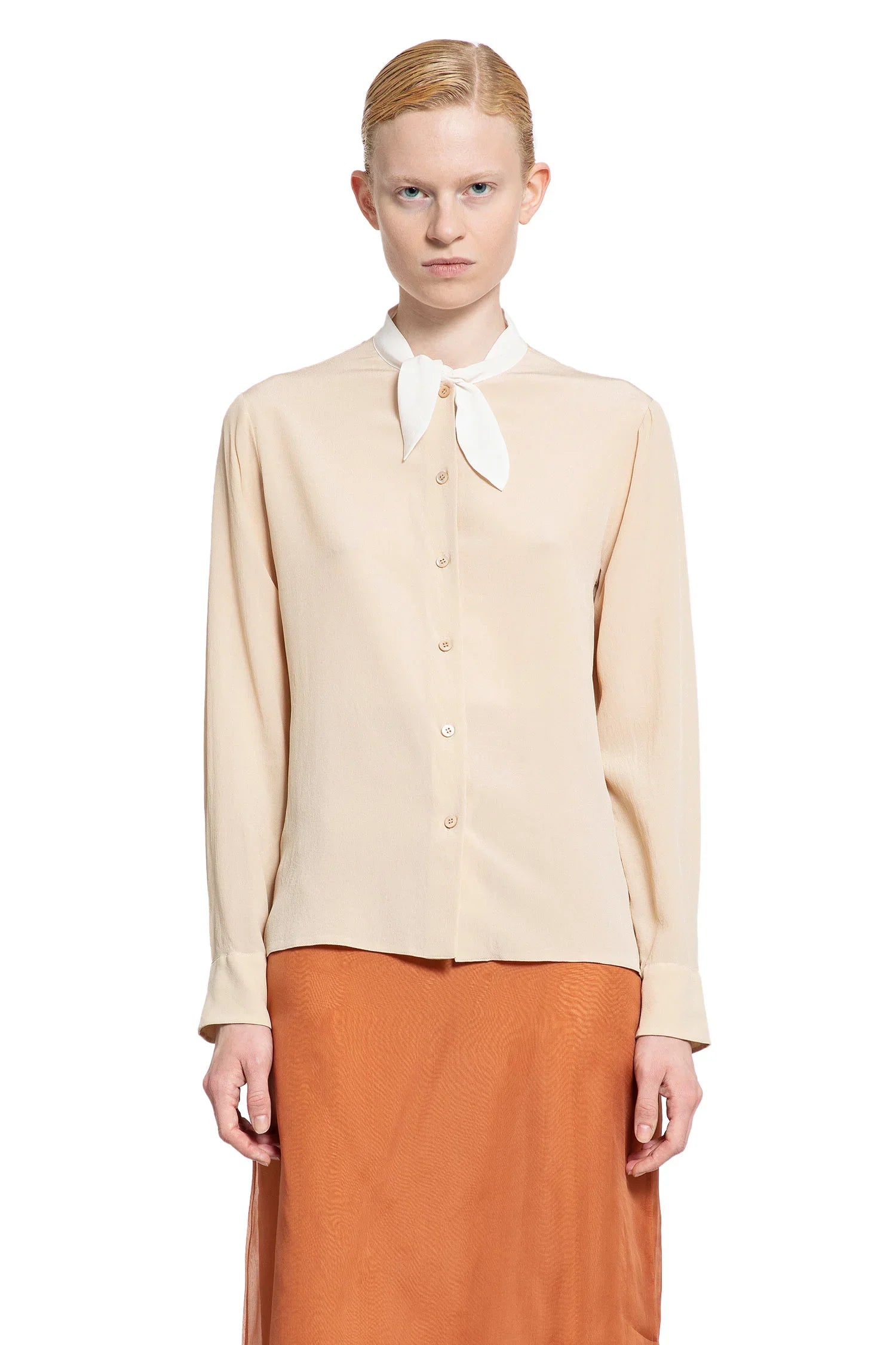 Оригінальна Lavallière Crêpe De Chine Shirt Prada – вид ззаду