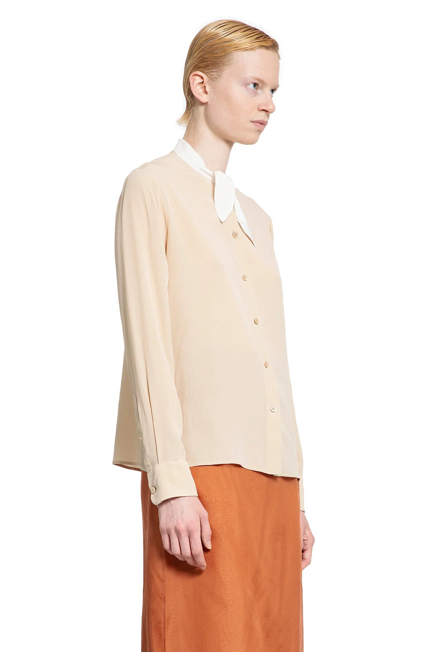 Оригінальна Lavallière Crêpe De Chine Shirt Prada – детальний вид
