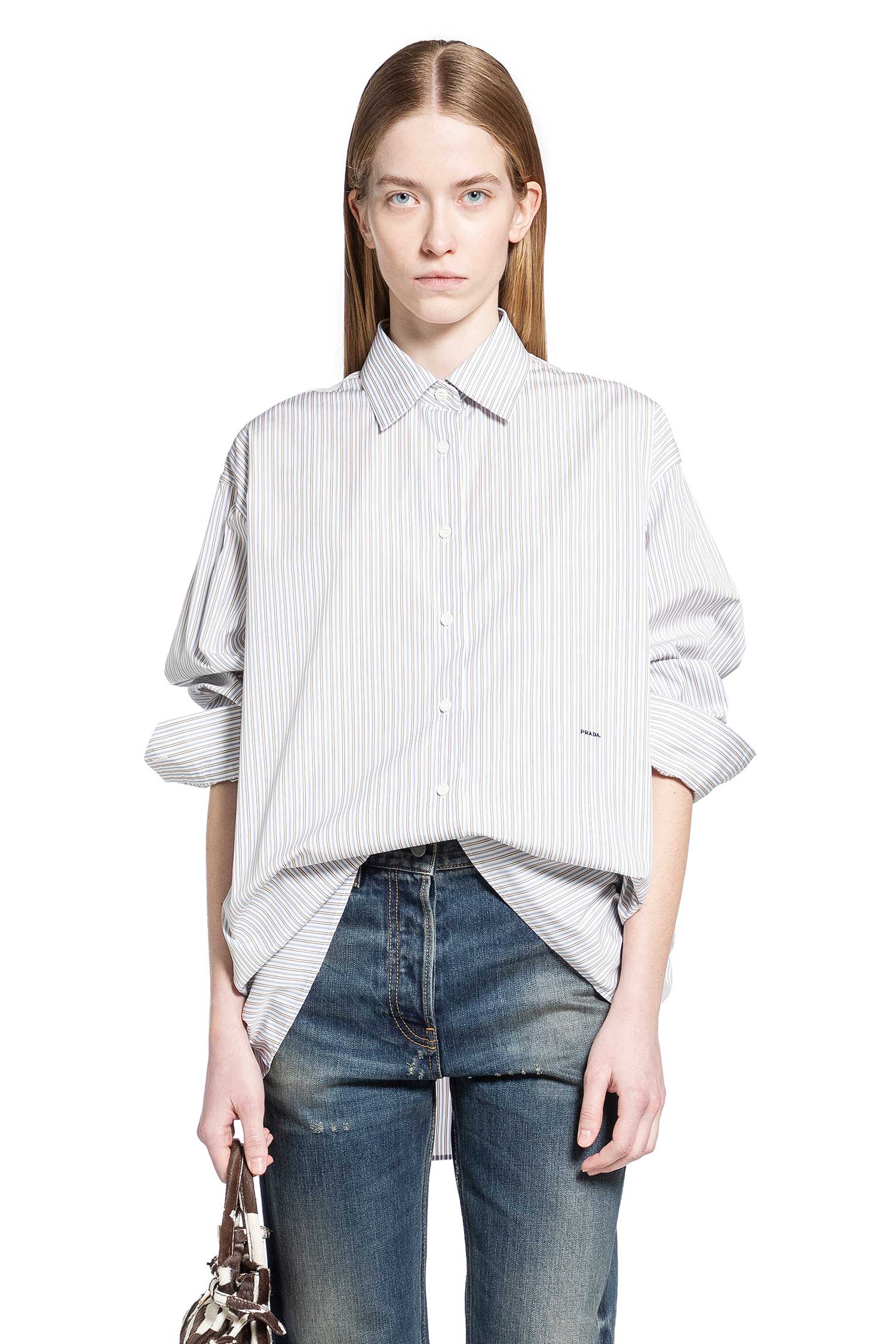 Striped Cotton Shirt Prada оригінал – Купити в Україні – боковий вид