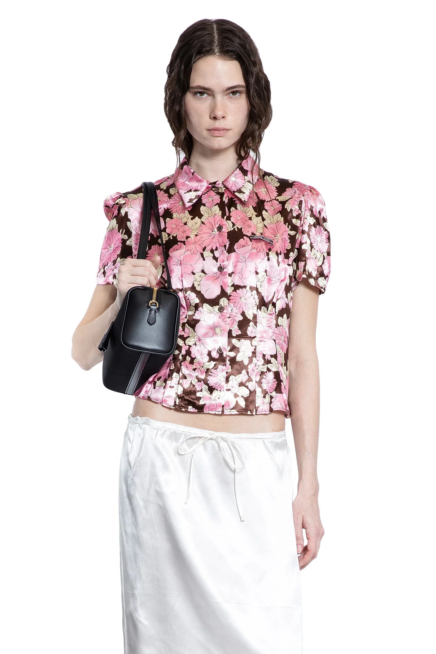 Оригінальна Floral Print Satin Shirt Prada – боковий вид