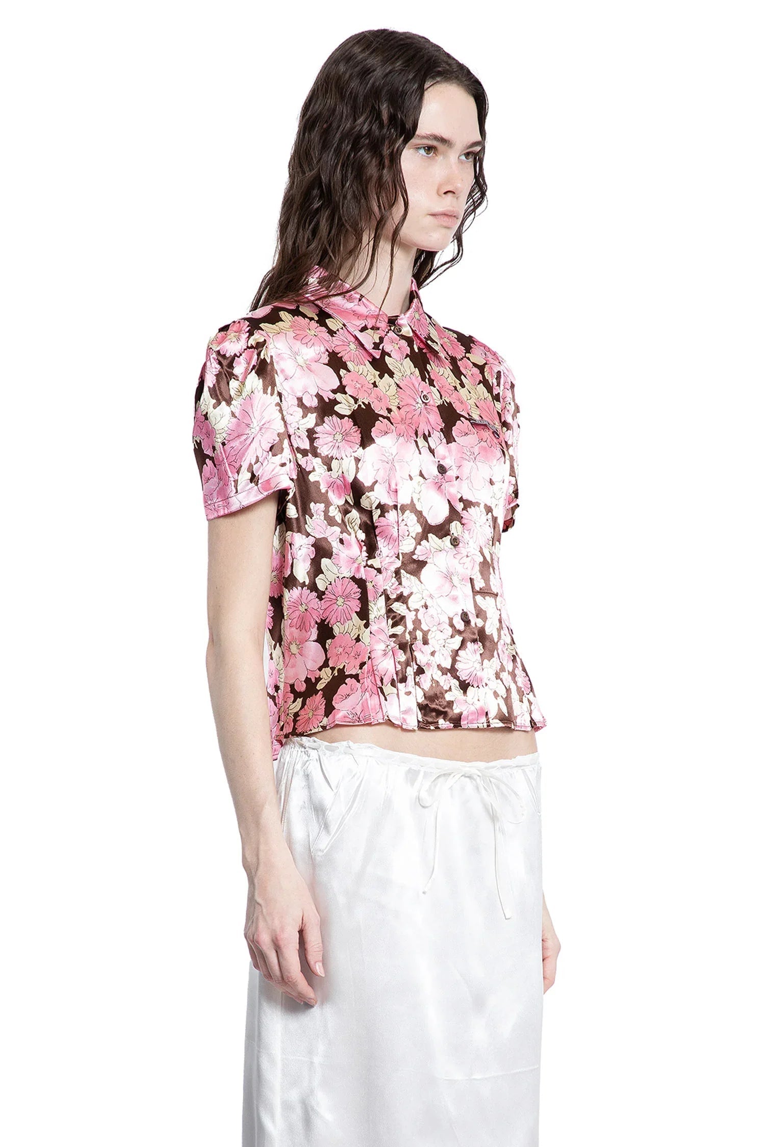 Оригінальна Floral Print Satin Shirt Prada – детальний вид