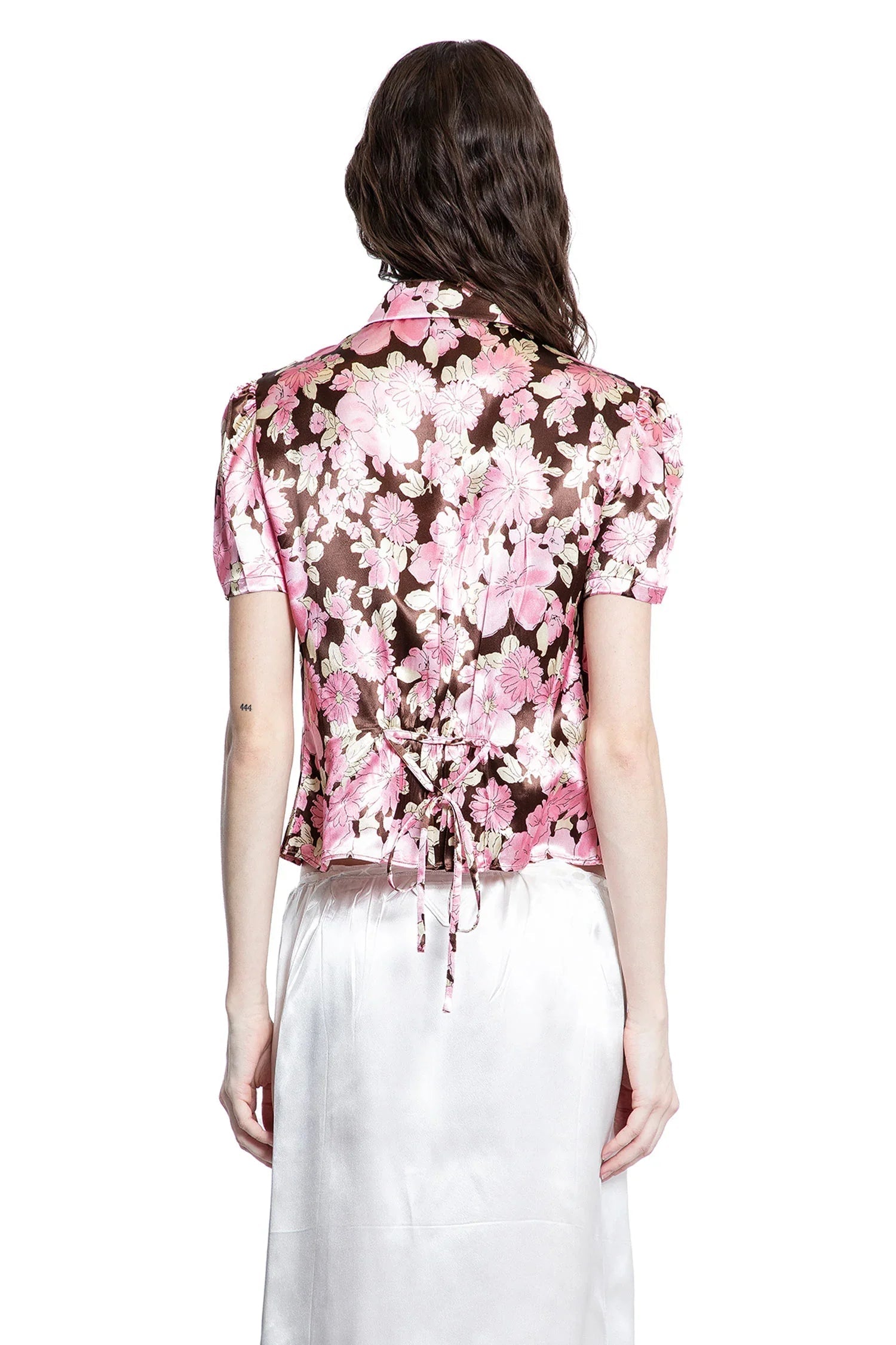 Оригінальна Floral Print Satin Shirt Prada – збільшений вид