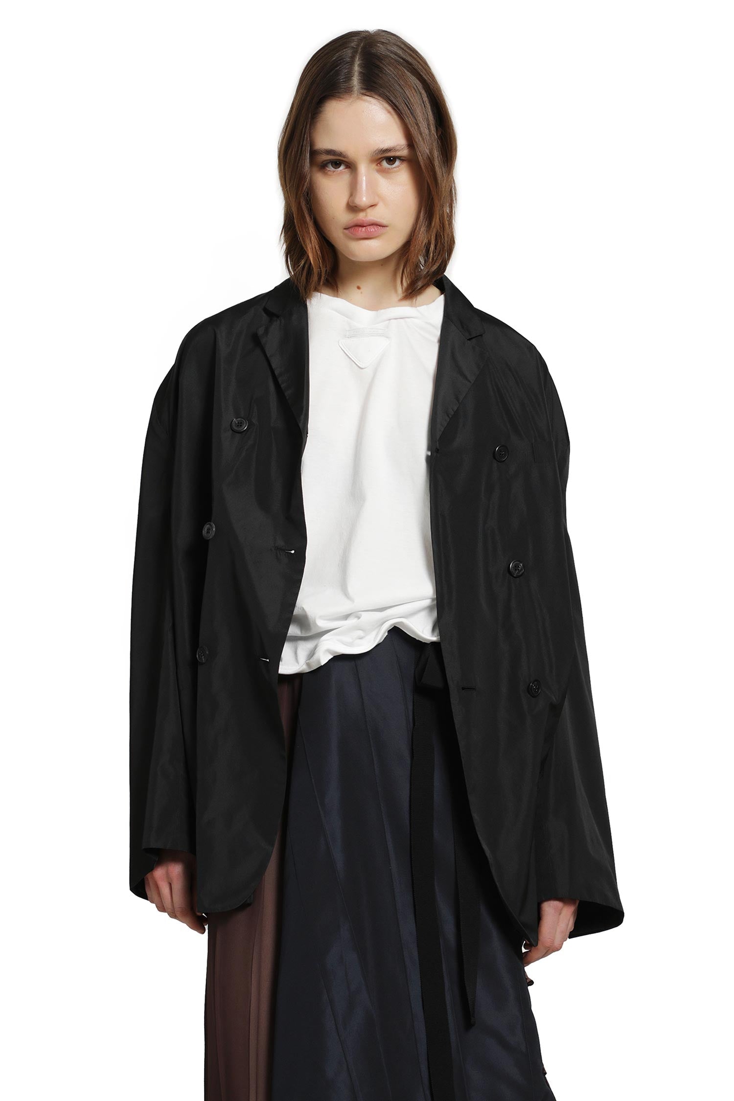 Double-Breasted Technical Taffeta Jacket Prada – Гарантія оригінальності – боковий вид