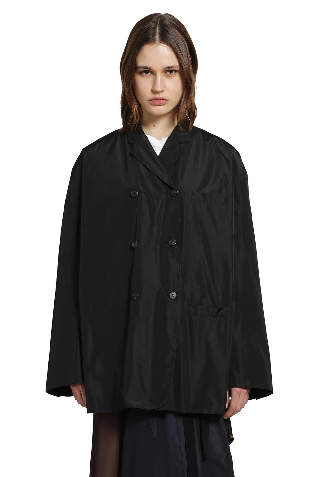 Double-Breasted Technical Taffeta Jacket Prada – Гарантія оригінальності – вид ззаду
