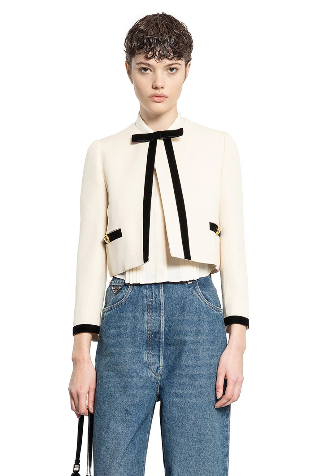 Оригінальна Compact Sablé Jacket Prada – боковий вид