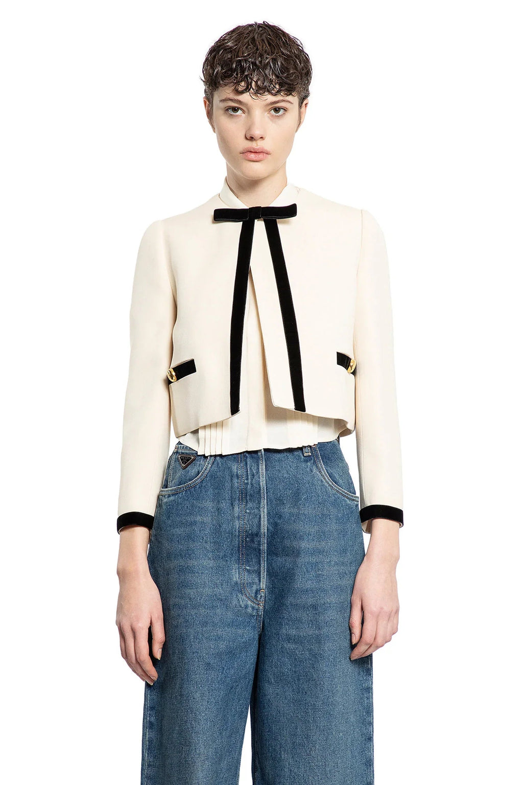 Оригінальна Compact Sablé Jacket Prada – вид ззаду