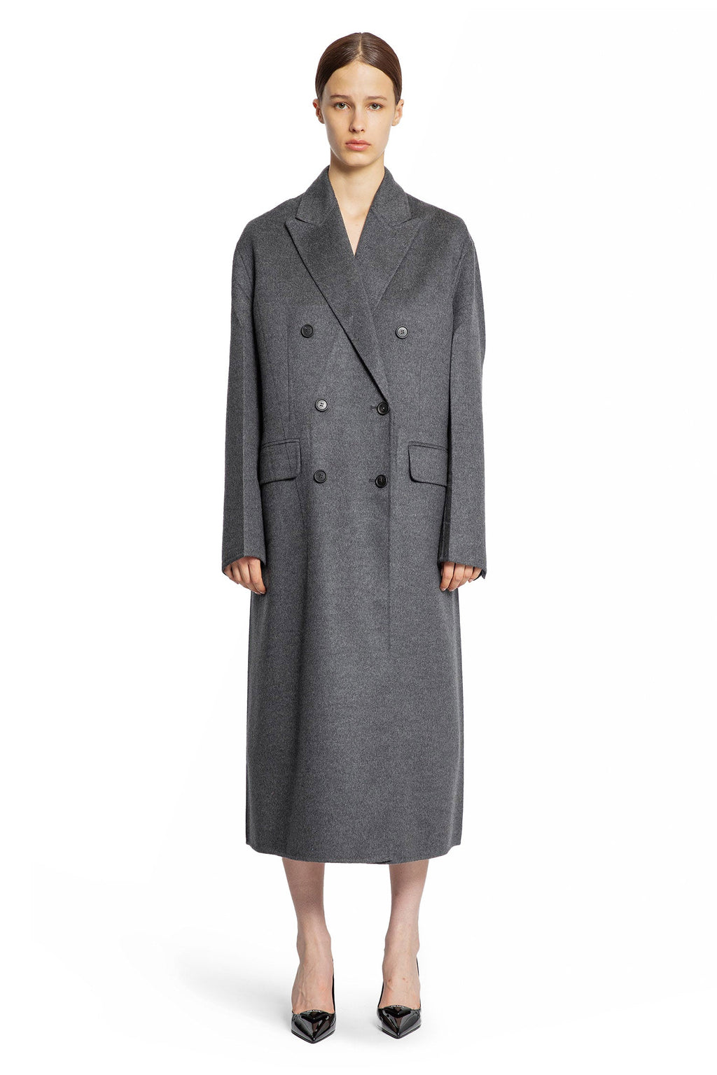 Оригінальна Wool Cashmere Double-Breasted Overcoat Prada – вид ззаду