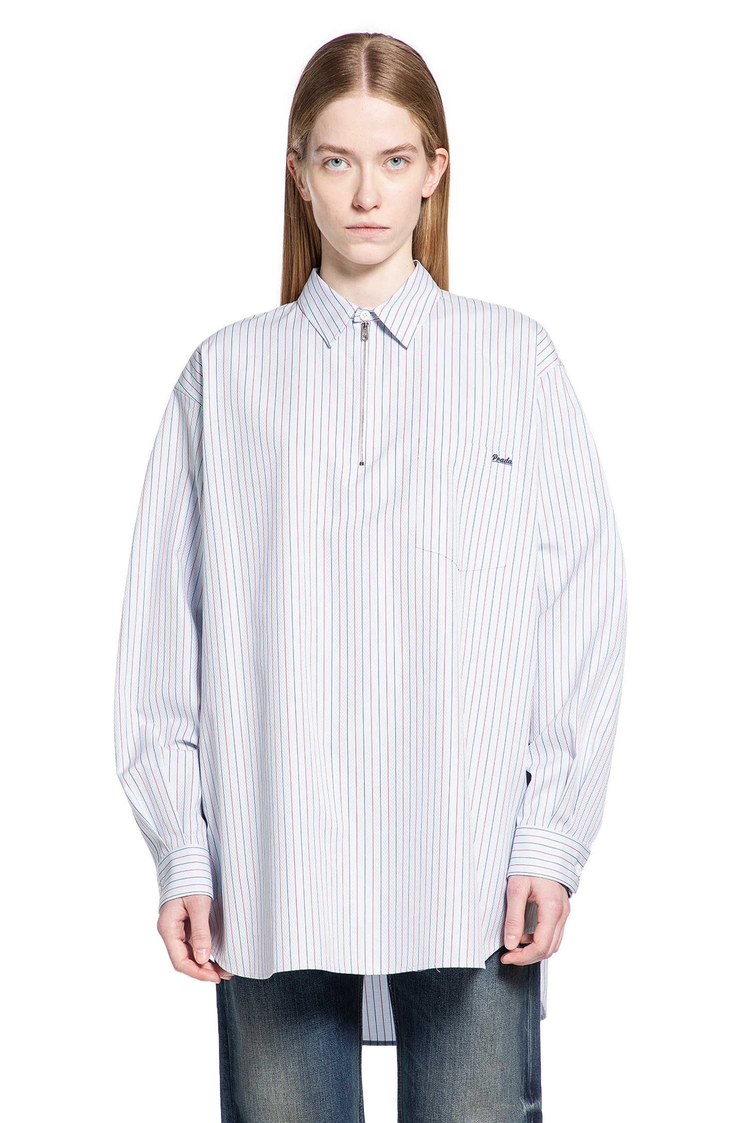 Herringbone Striped Cotton Shirt Prada оригінал – Купити в Україні – боковий вид