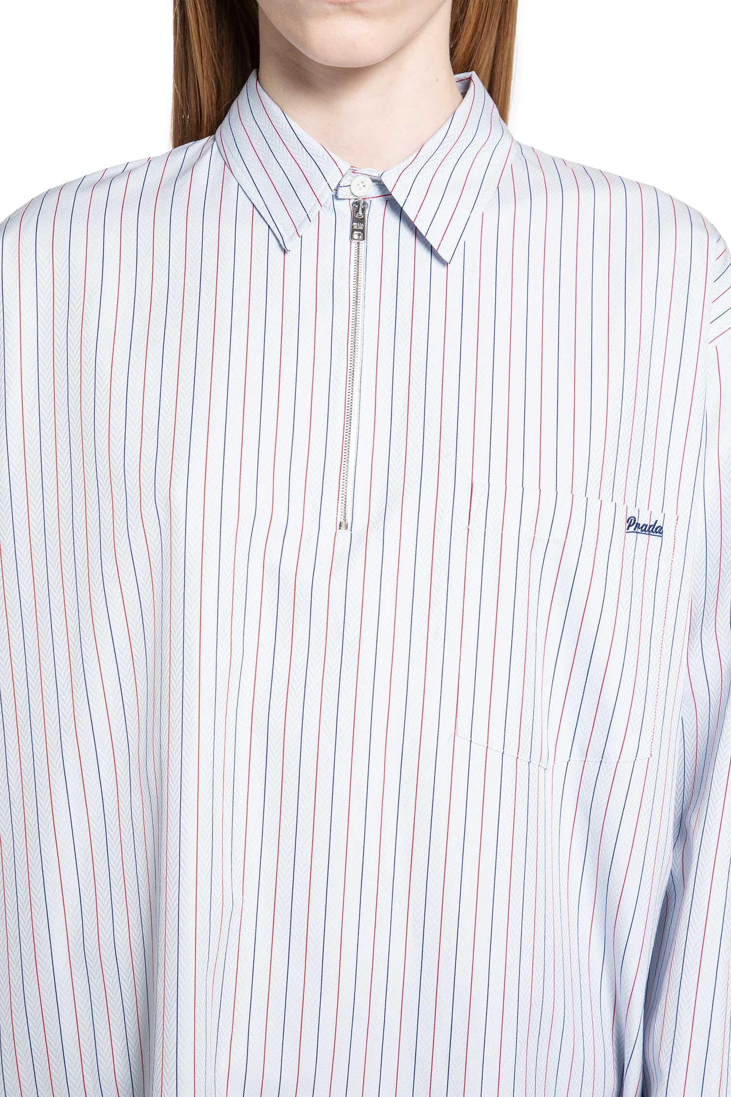 Herringbone Striped Cotton Shirt Prada оригінал – Купити в Україні – збільшений вид