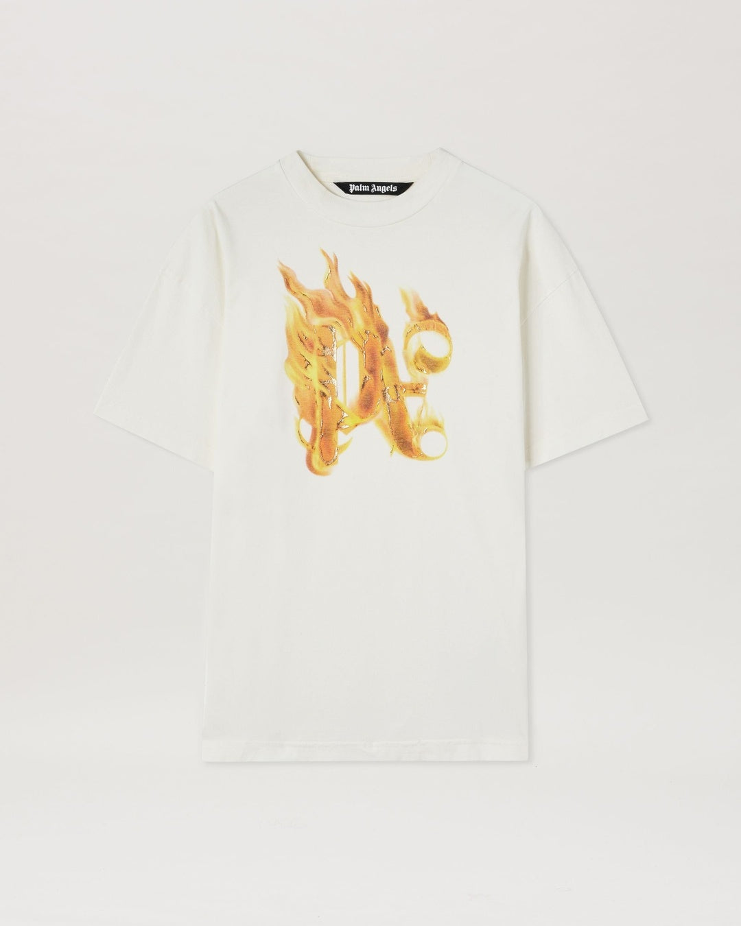 Burning Monogram White T-Shirt Palm angels оригінал – Купити в Україні – боковий вид - PALM ANGELS