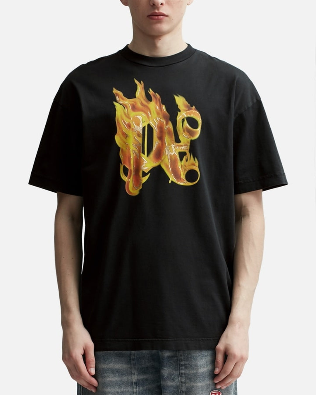 Burning Monogram Black T-Shirt Palm angels оригінал – Купити в Україні – детальний вид - PALM ANGELS