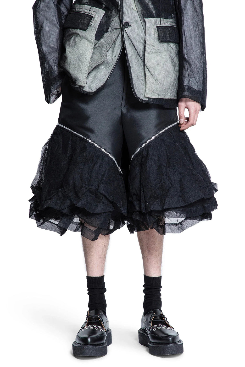 Satin And Crinkled Tulle Shorts Comme des garcons оригінал – Купити в Україні – боковий вид