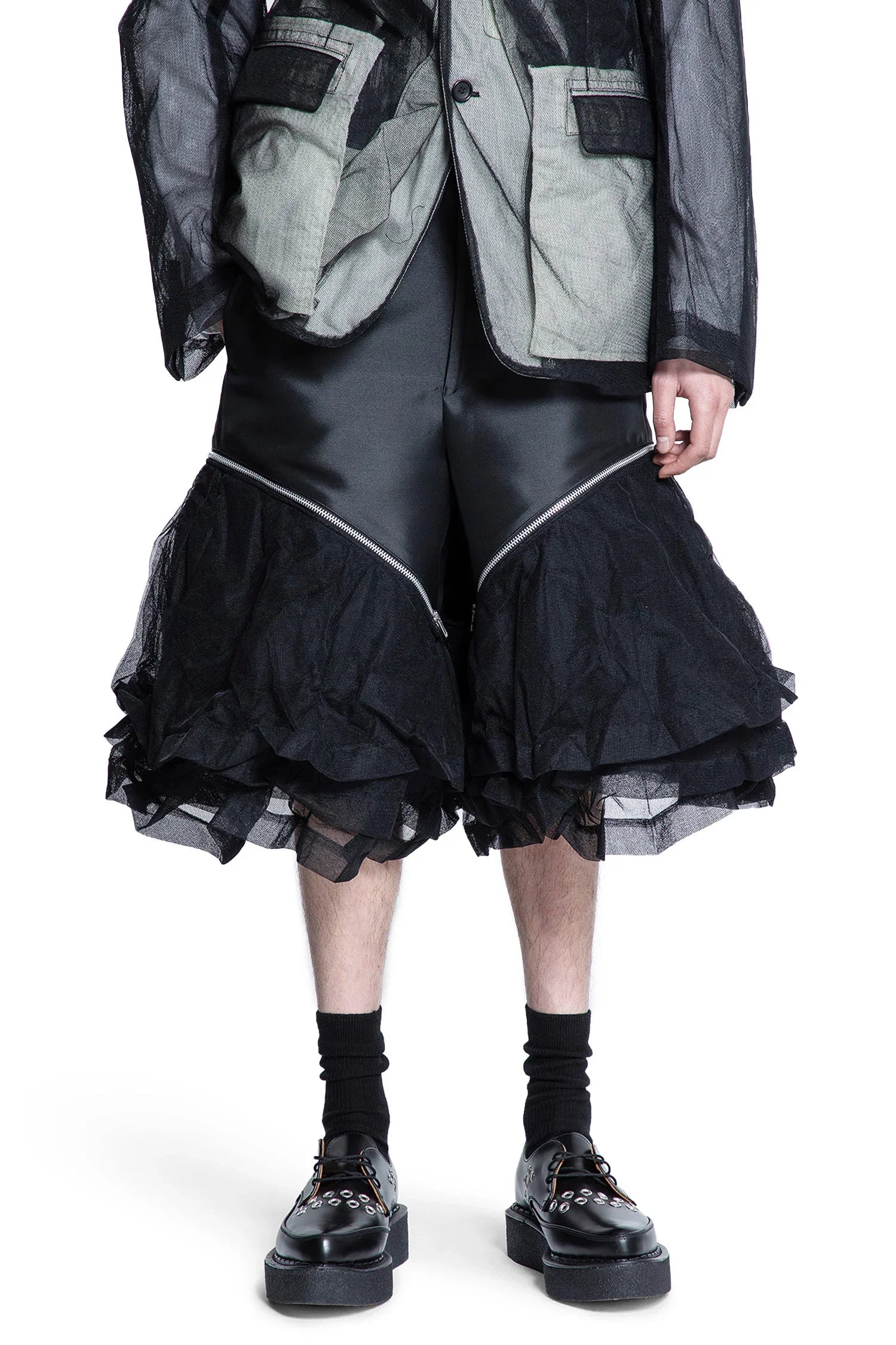 Satin And Crinkled Tulle Shorts Comme des garcons оригінал – Купити в Україні – боковий вид