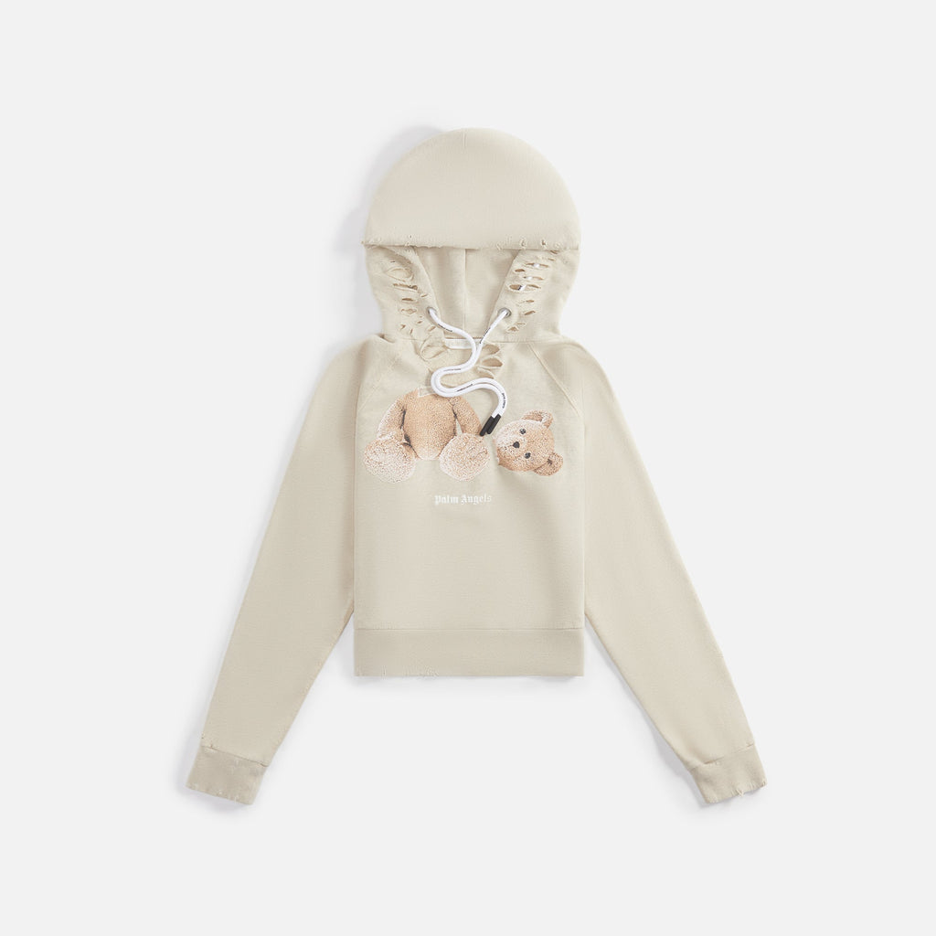 Ripped Pa Bear Fitted Hoody Melange Grey Palm angels оригінал – Купити в Україні – боковий вид