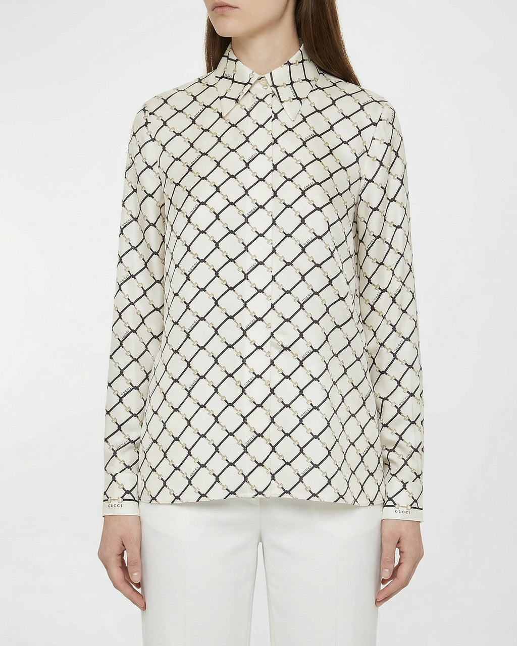 Printed Silk Twill Shirt Gucci – Гарантія оригінальності – вид ззаду