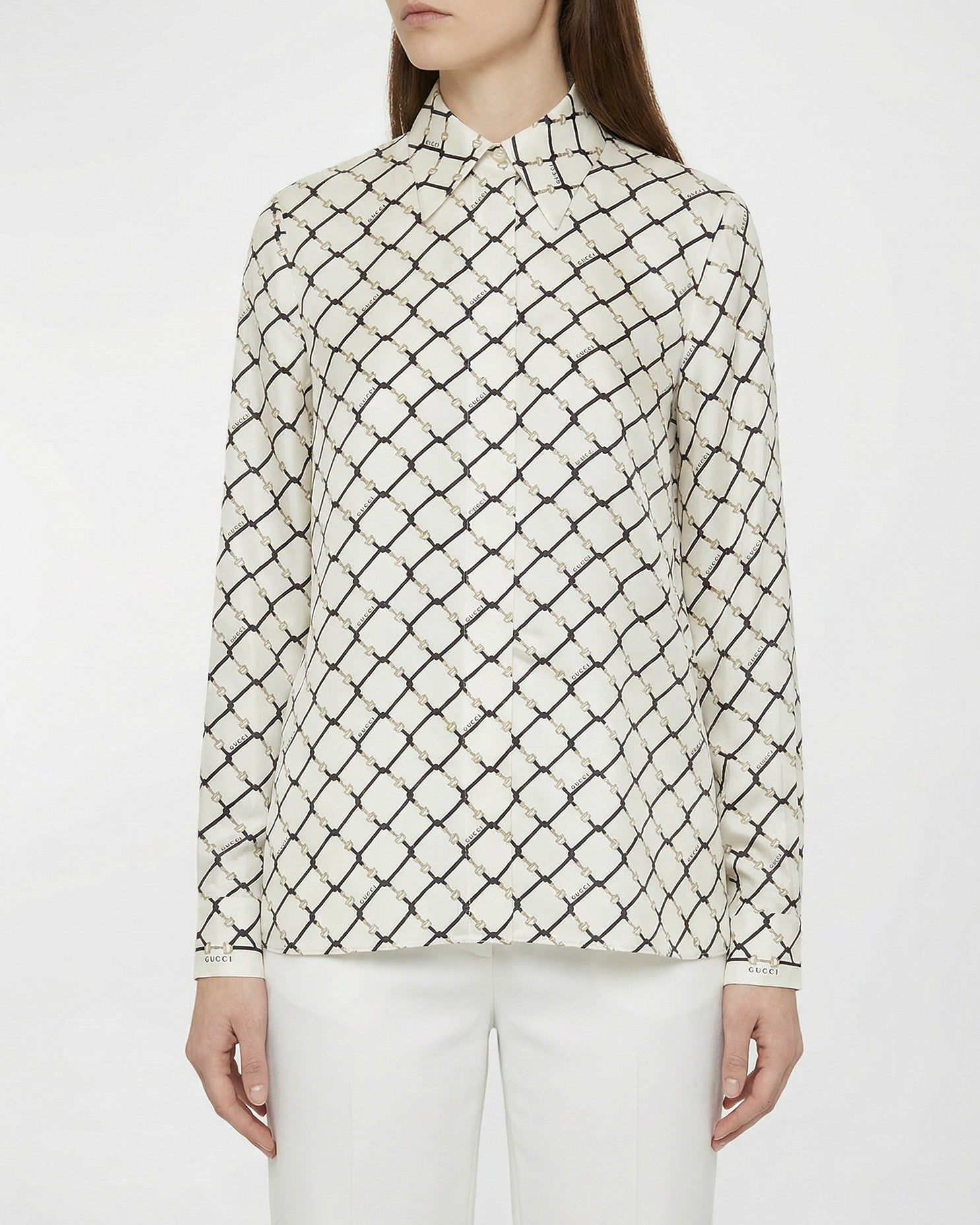 Printed Silk Twill Shirt Gucci – Гарантія оригінальності – вид ззаду